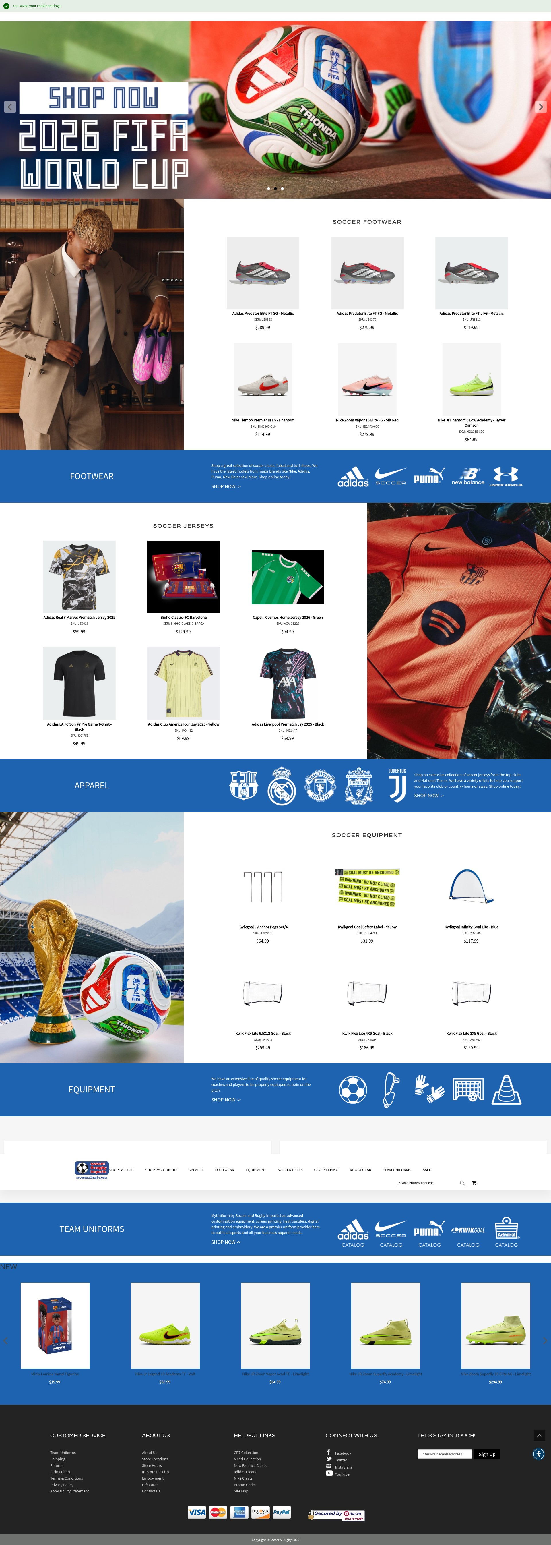 Screenshot of soccerandrugby.com