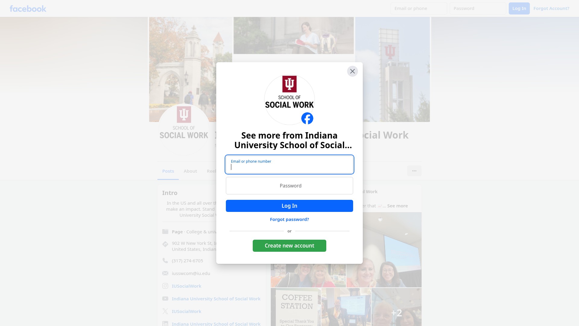 Screenshot of socialwork.iu.edu