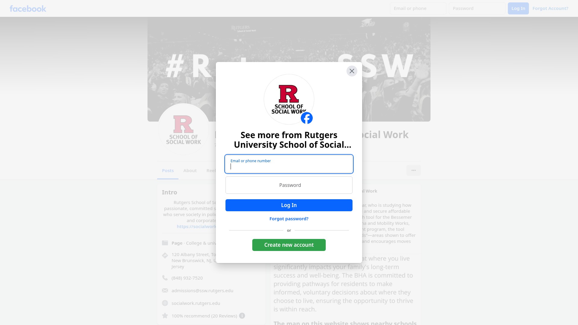 Screenshot of socialwork.rutgers.edu