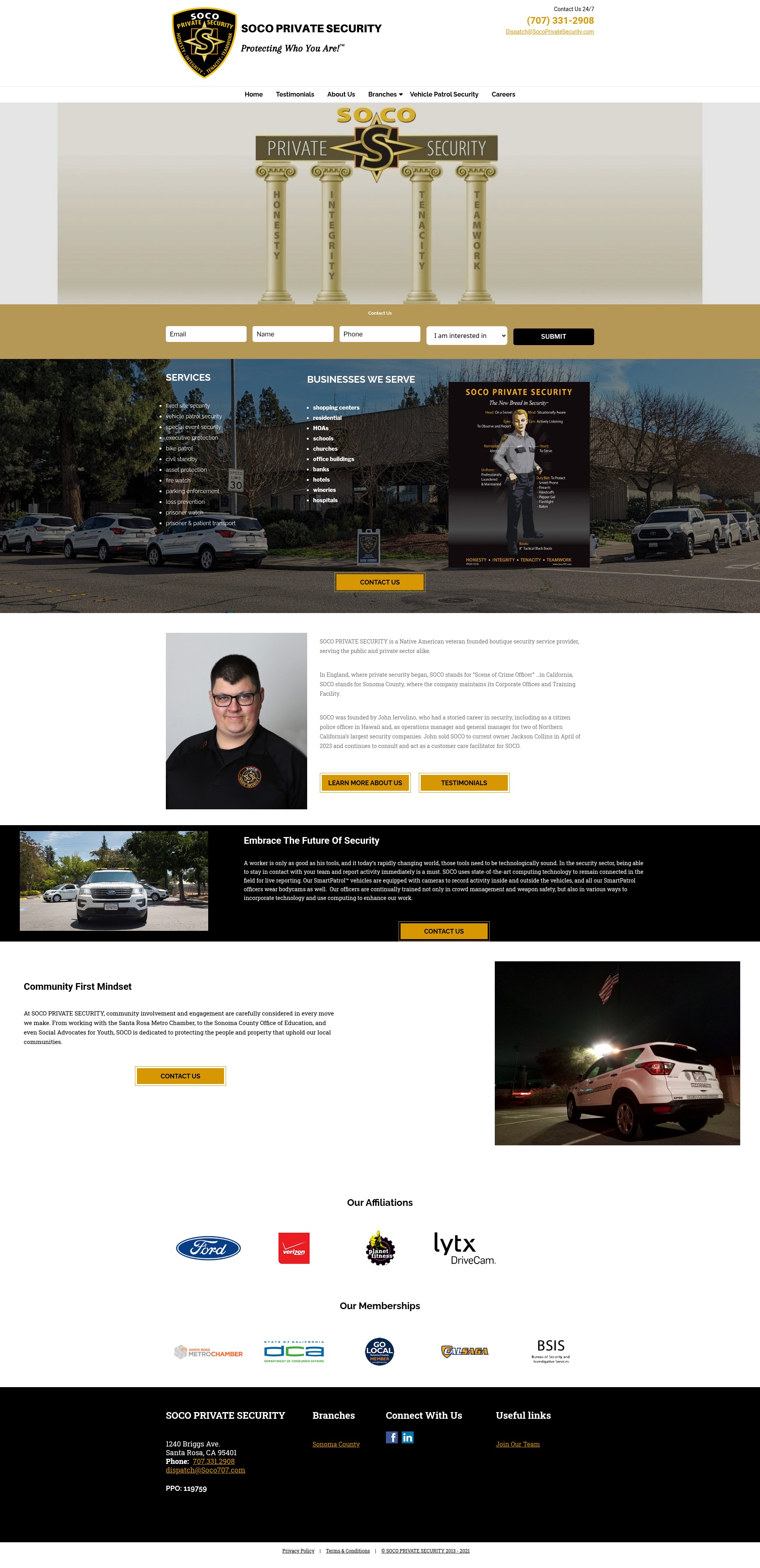 Screenshot of socoprivatesecurity.com