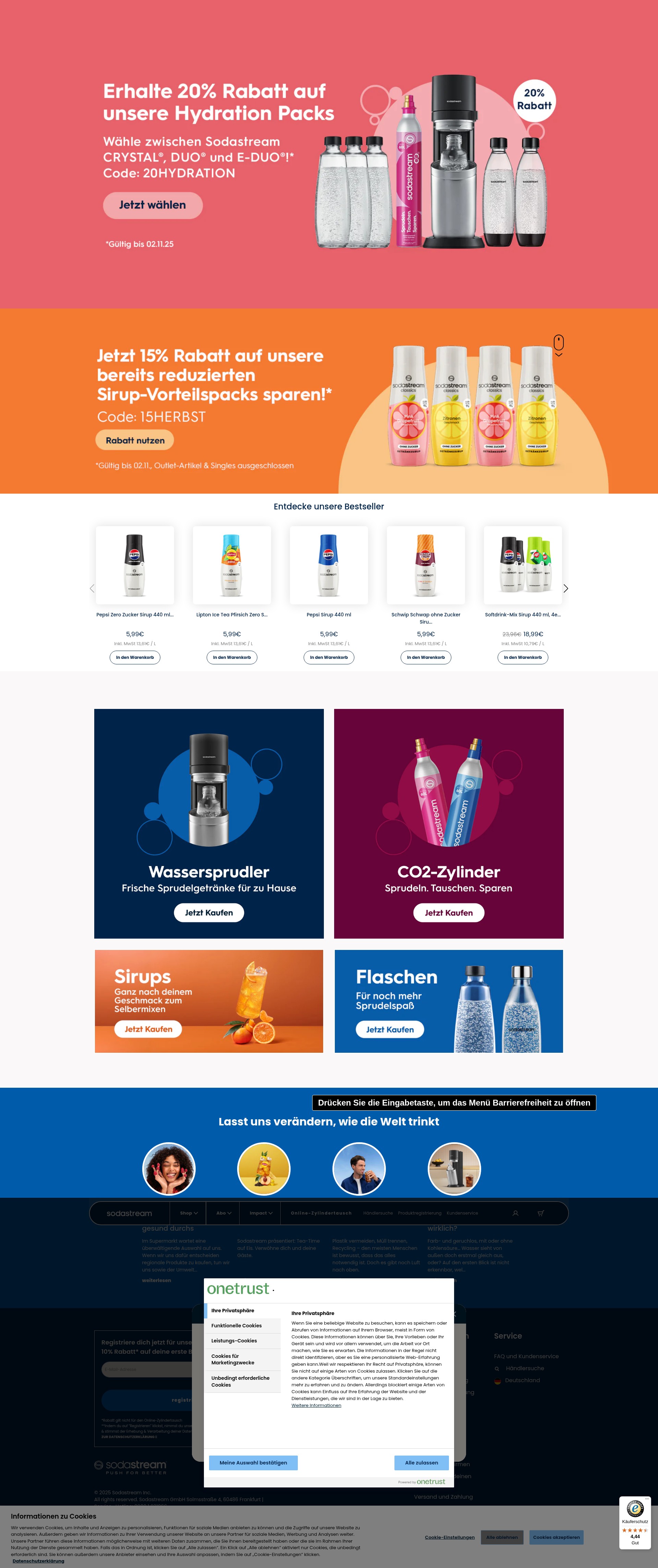Screenshot of sodastream.de