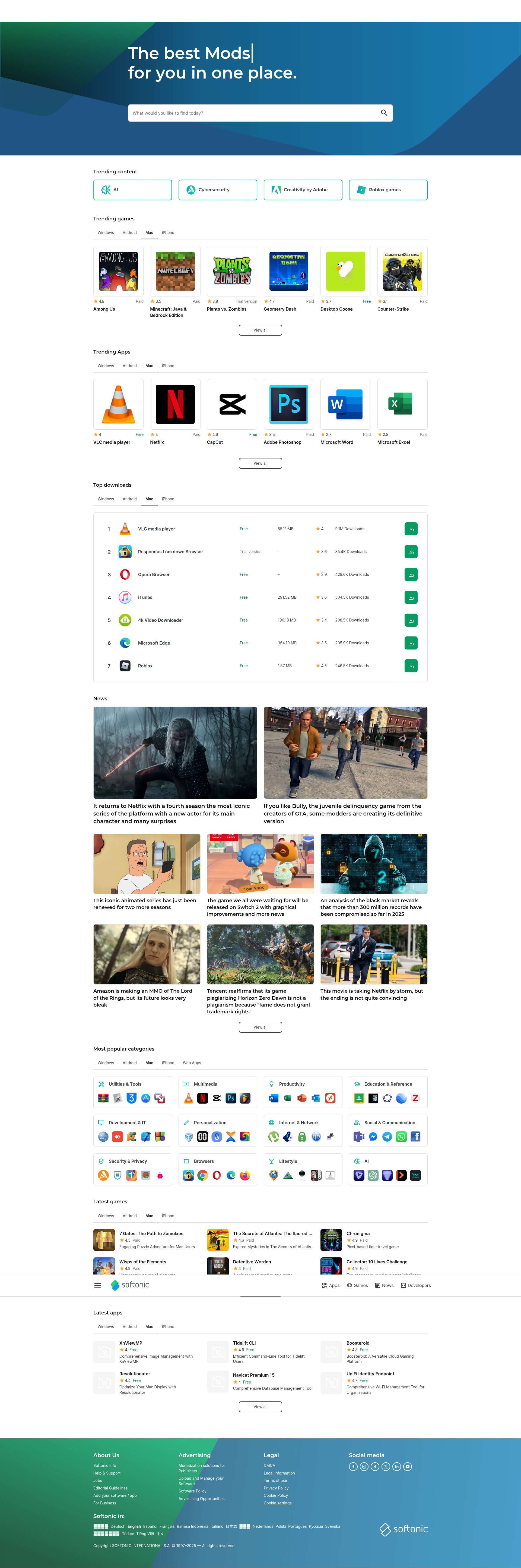 Screenshot of softonic.com