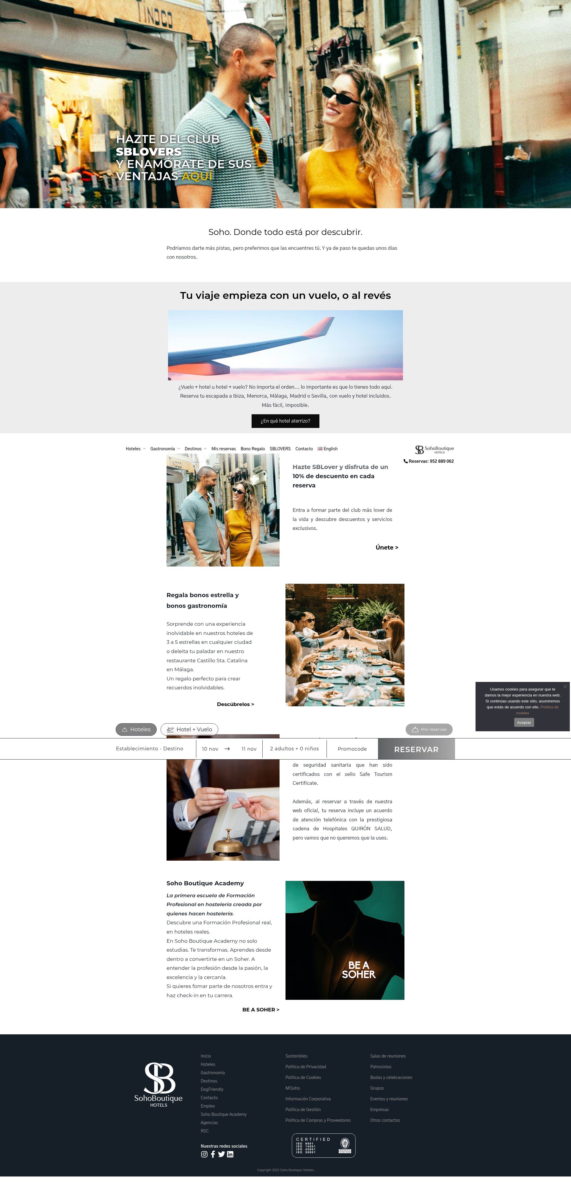Screenshot of sohohoteles.com