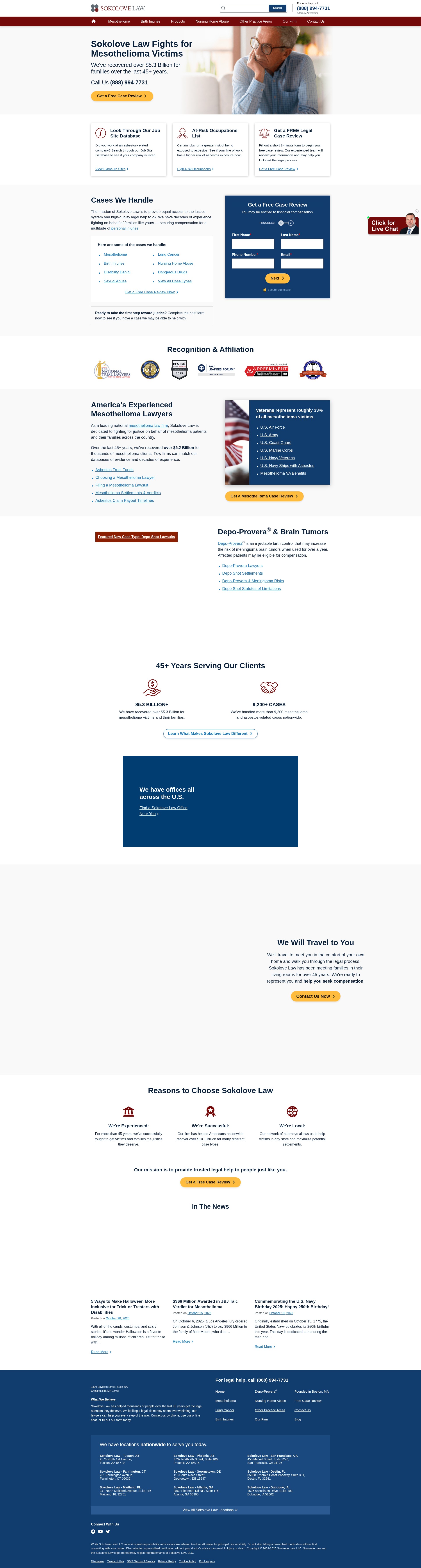 Screenshot of sokolovelaw.com