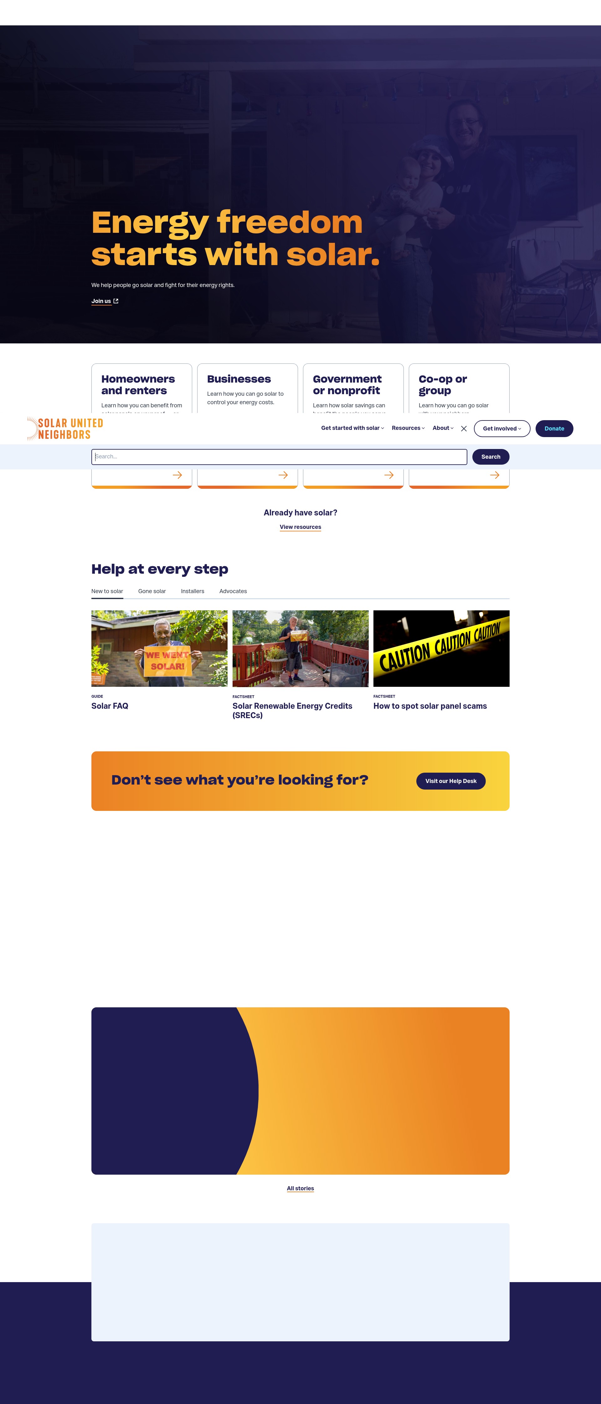Screenshot of solarunitedneighbors.org
