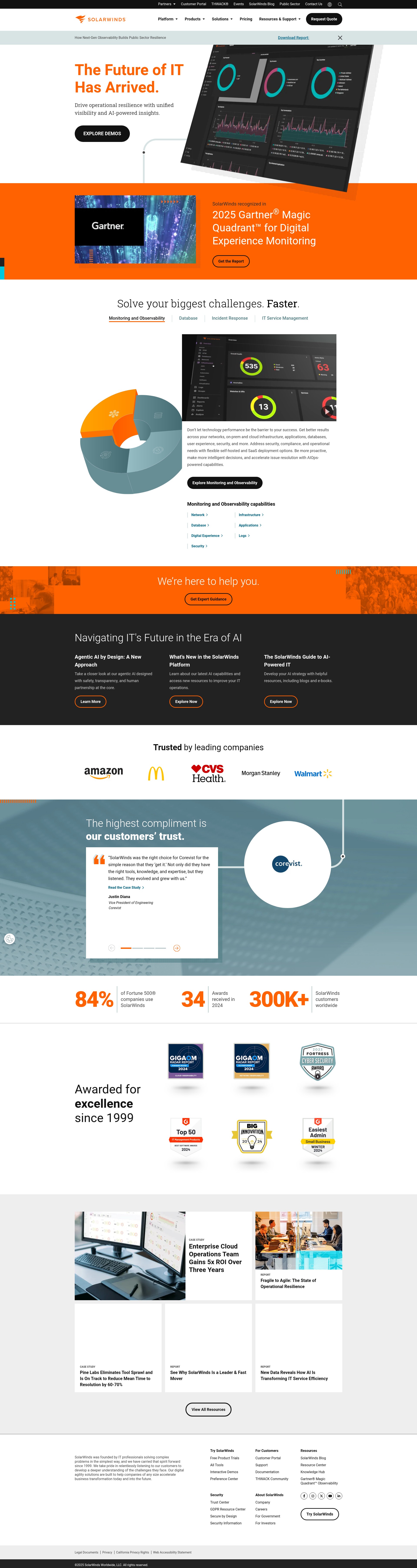 Screenshot of solarwinds.com