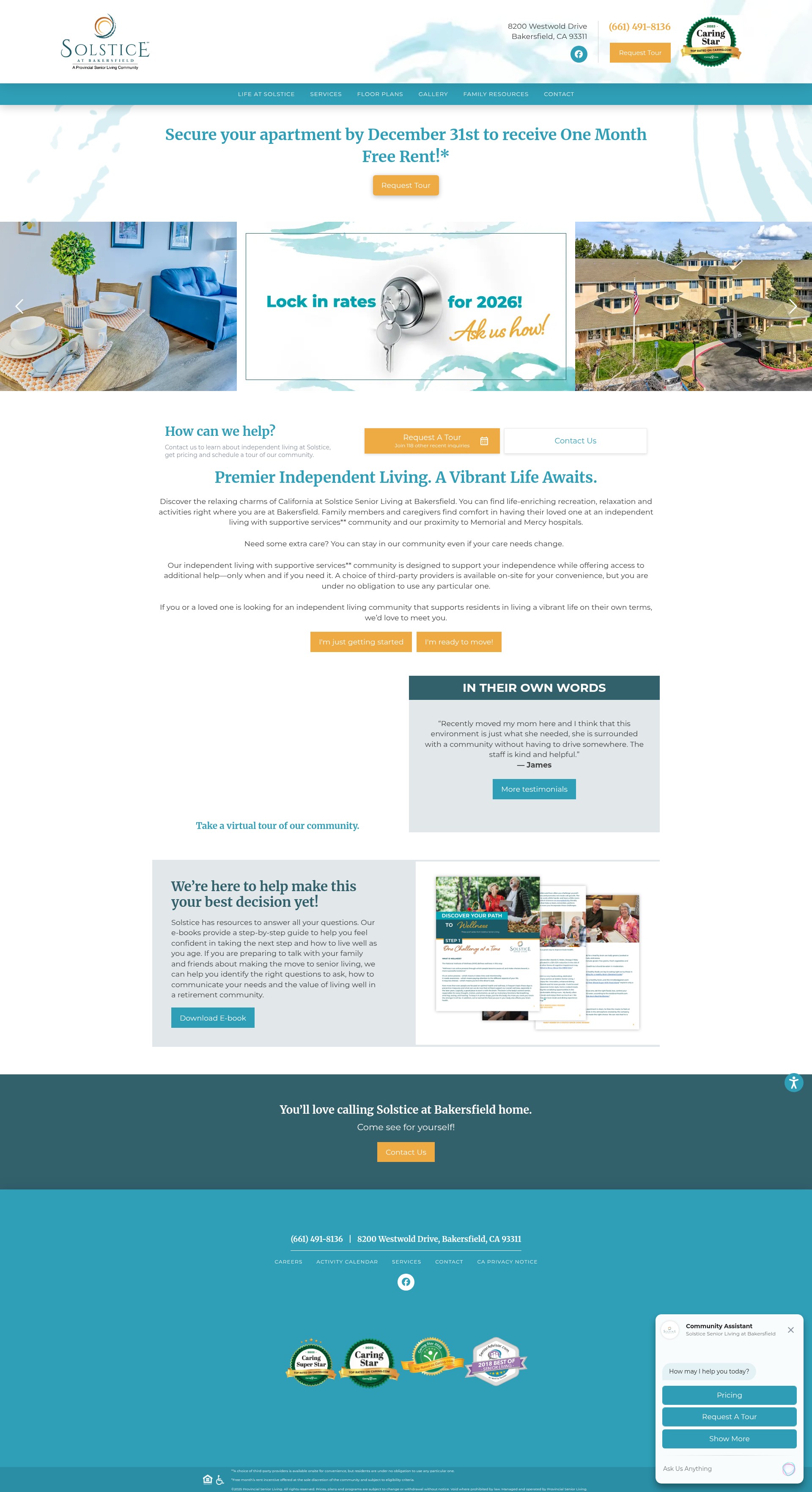 Screenshot of solsticeseniorlivingbakersfield.com
