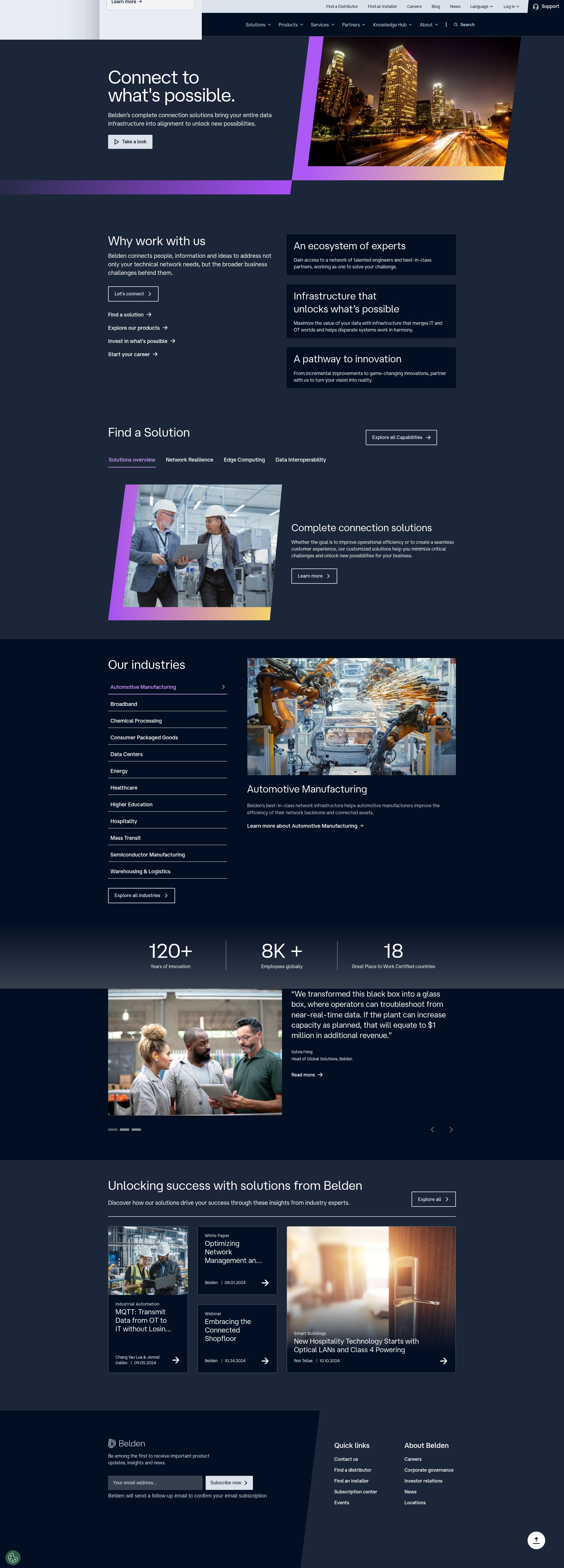 Screenshot of solutions.belden.com