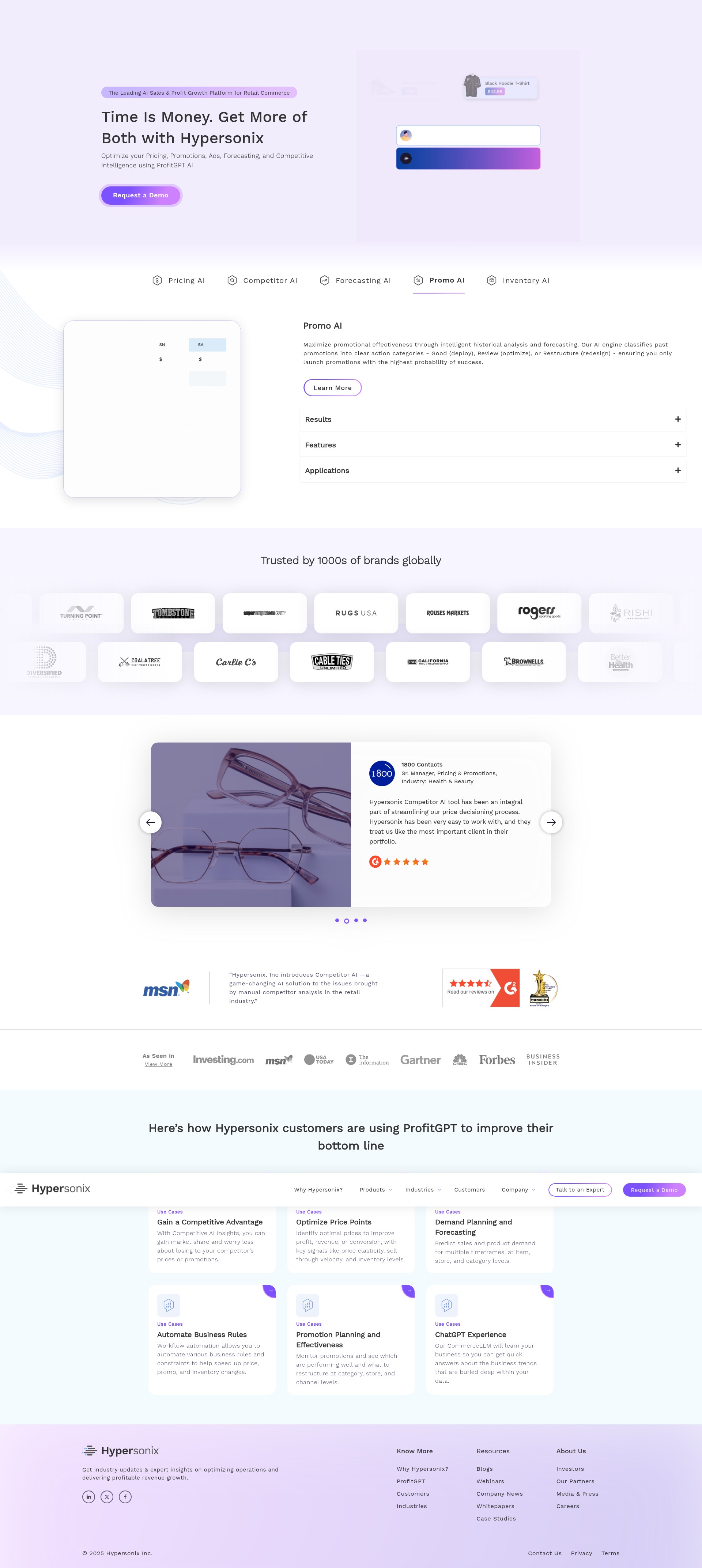 Screenshot of solutions.hypersonix.ai