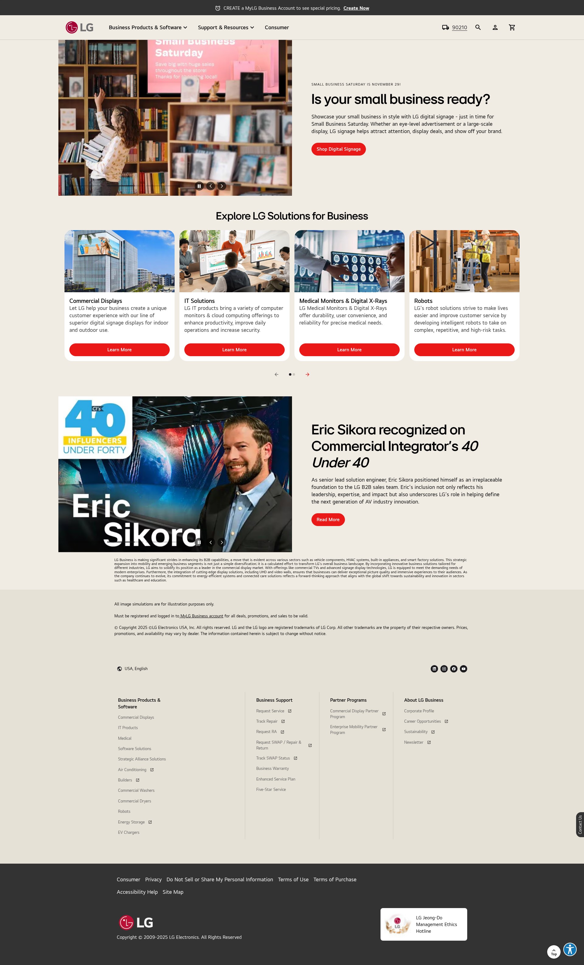 Screenshot of solutions.lg.com