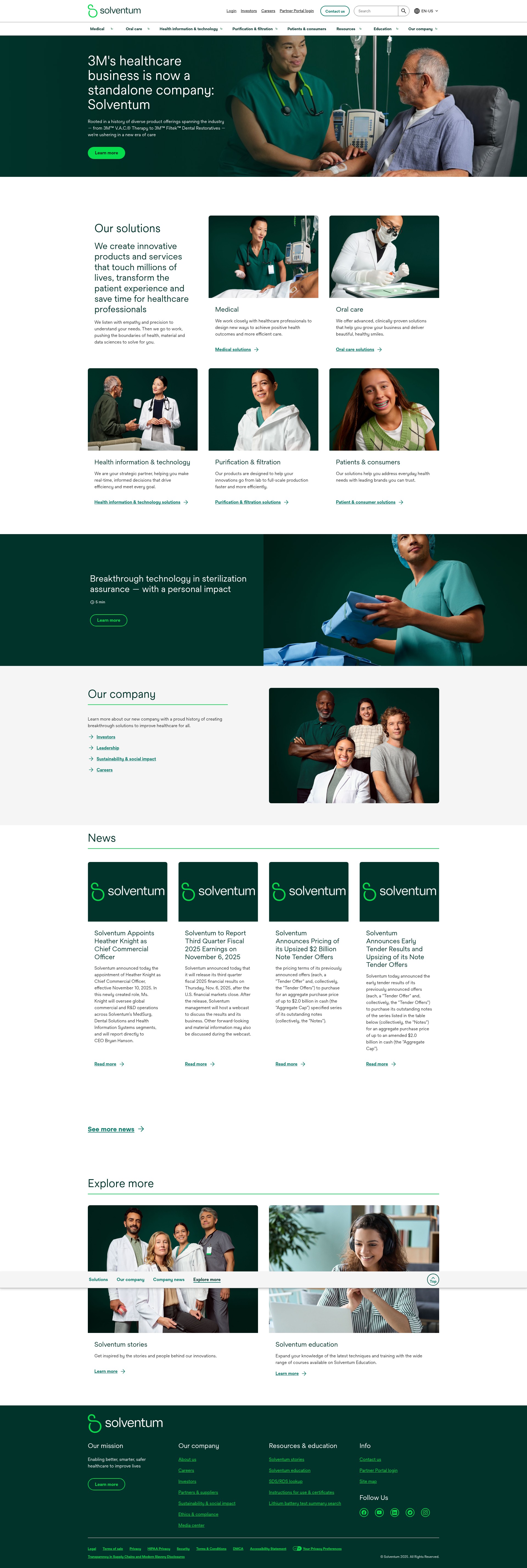 Screenshot of solventum.com