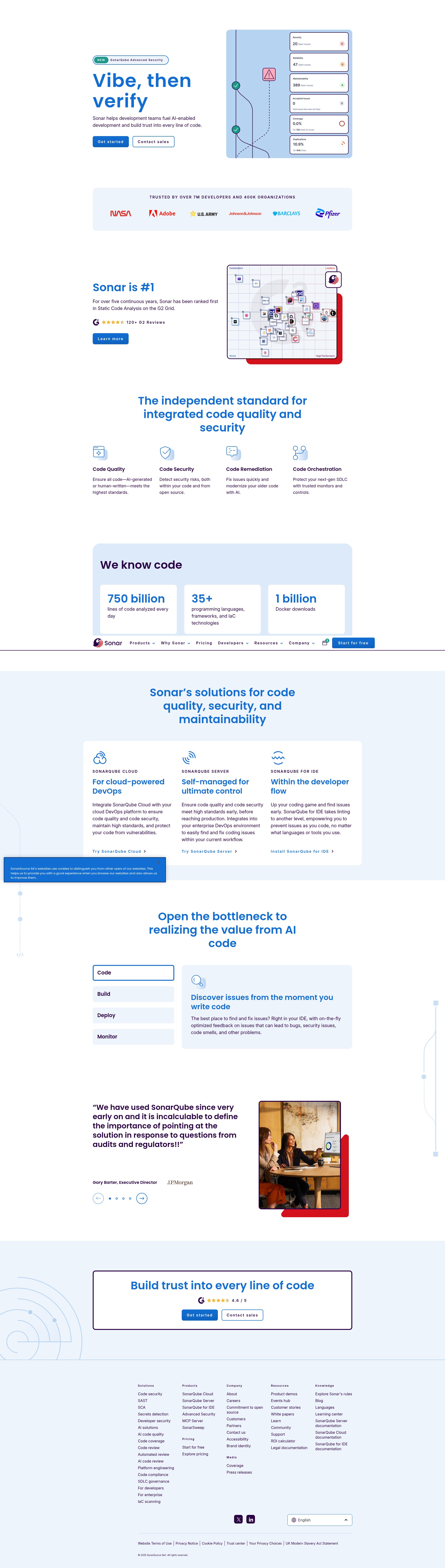 Screenshot of sonarsource.com
