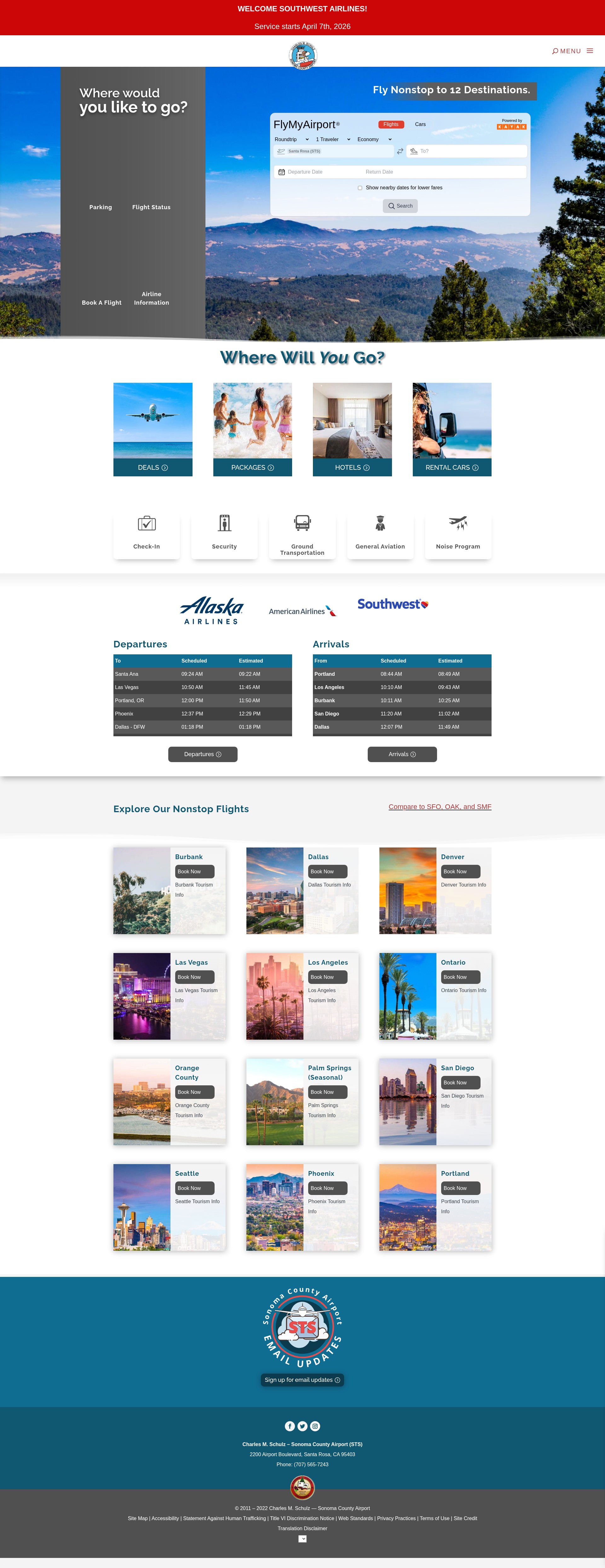 Screenshot of sonomacountyairport.org