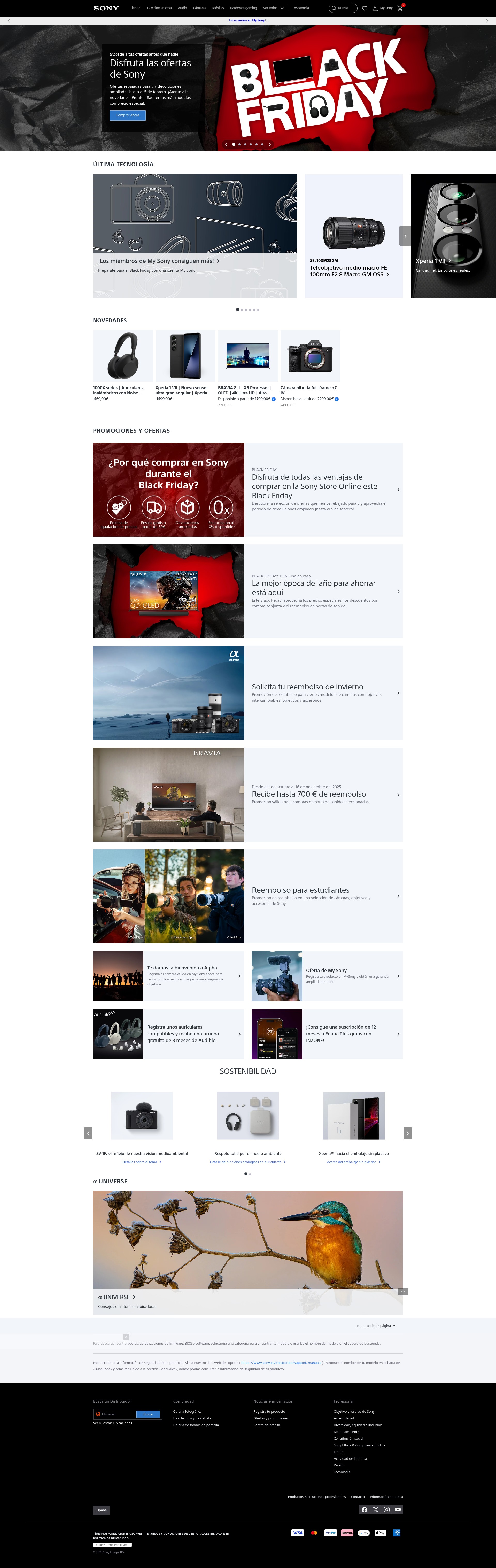 Screenshot of sony.es