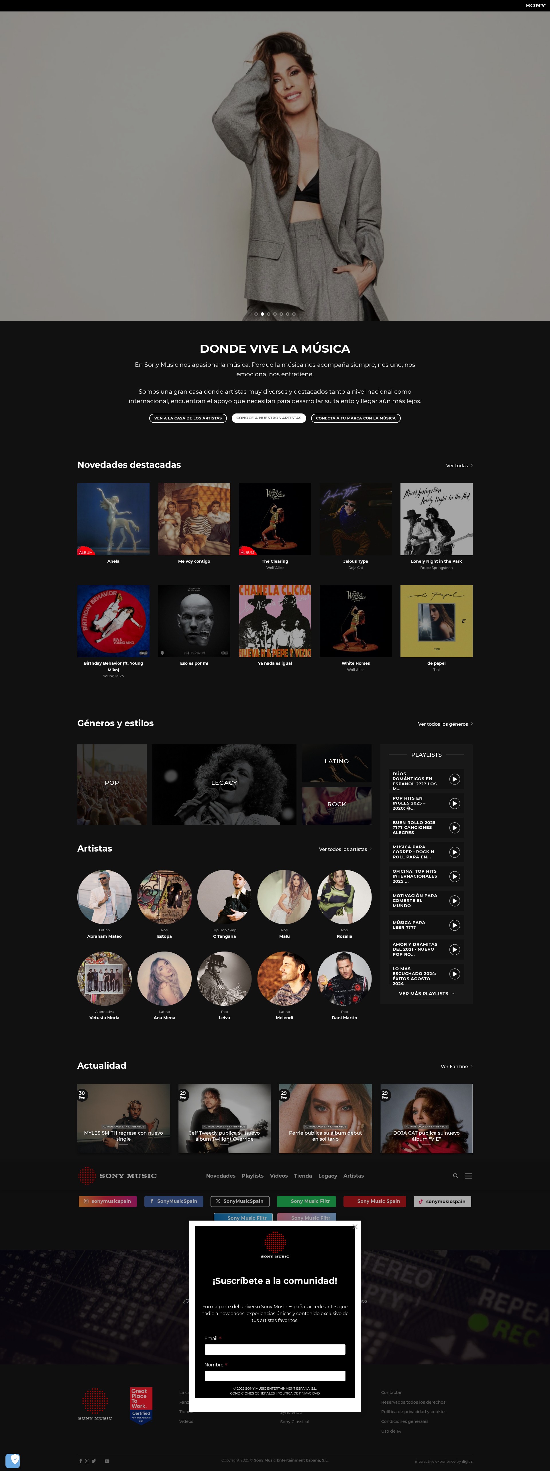 Screenshot of sonymusic.es