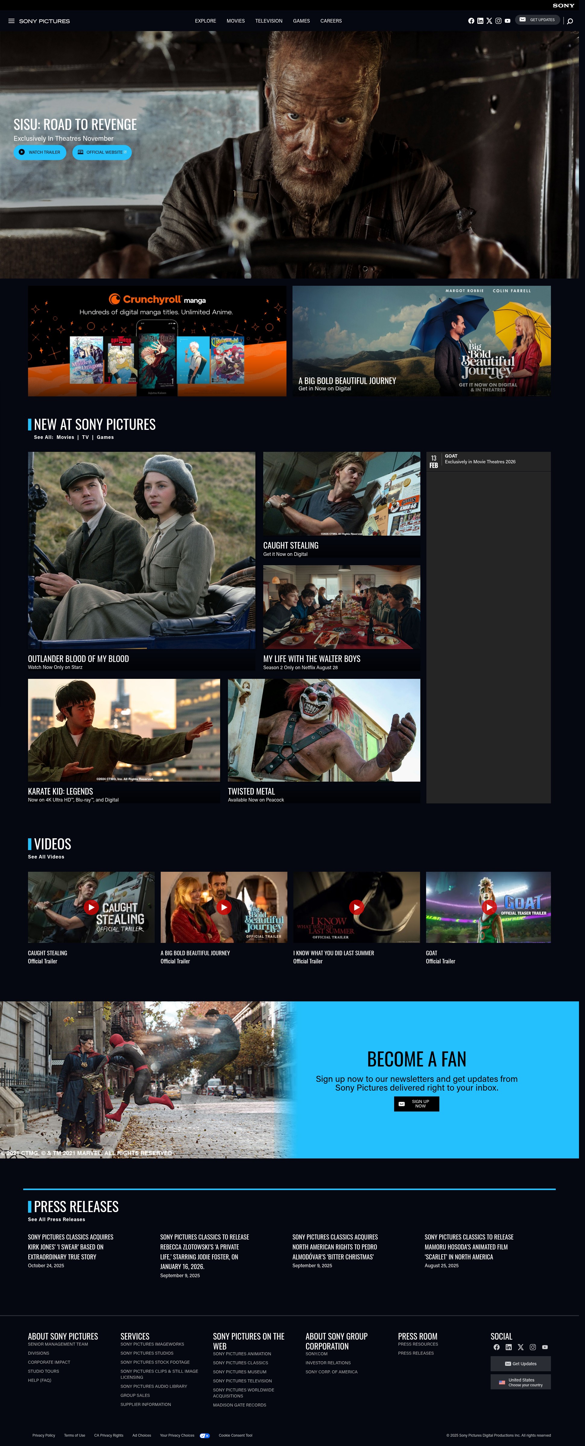 Screenshot of sonypictures.com