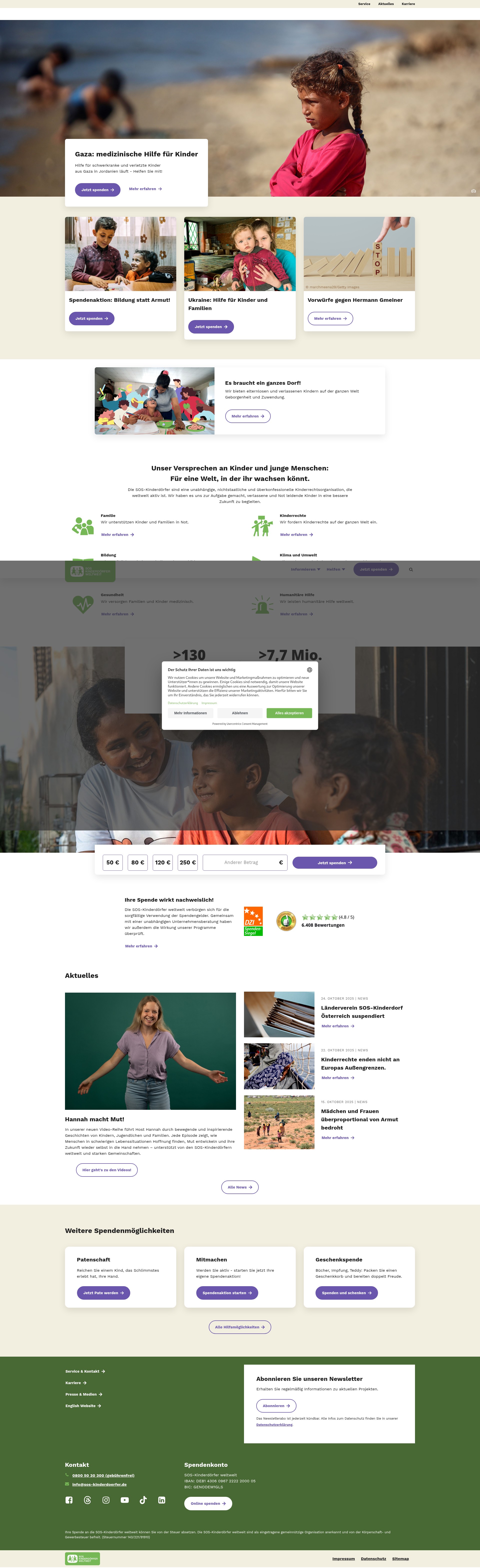Screenshot of sos-kinderdoerfer.de