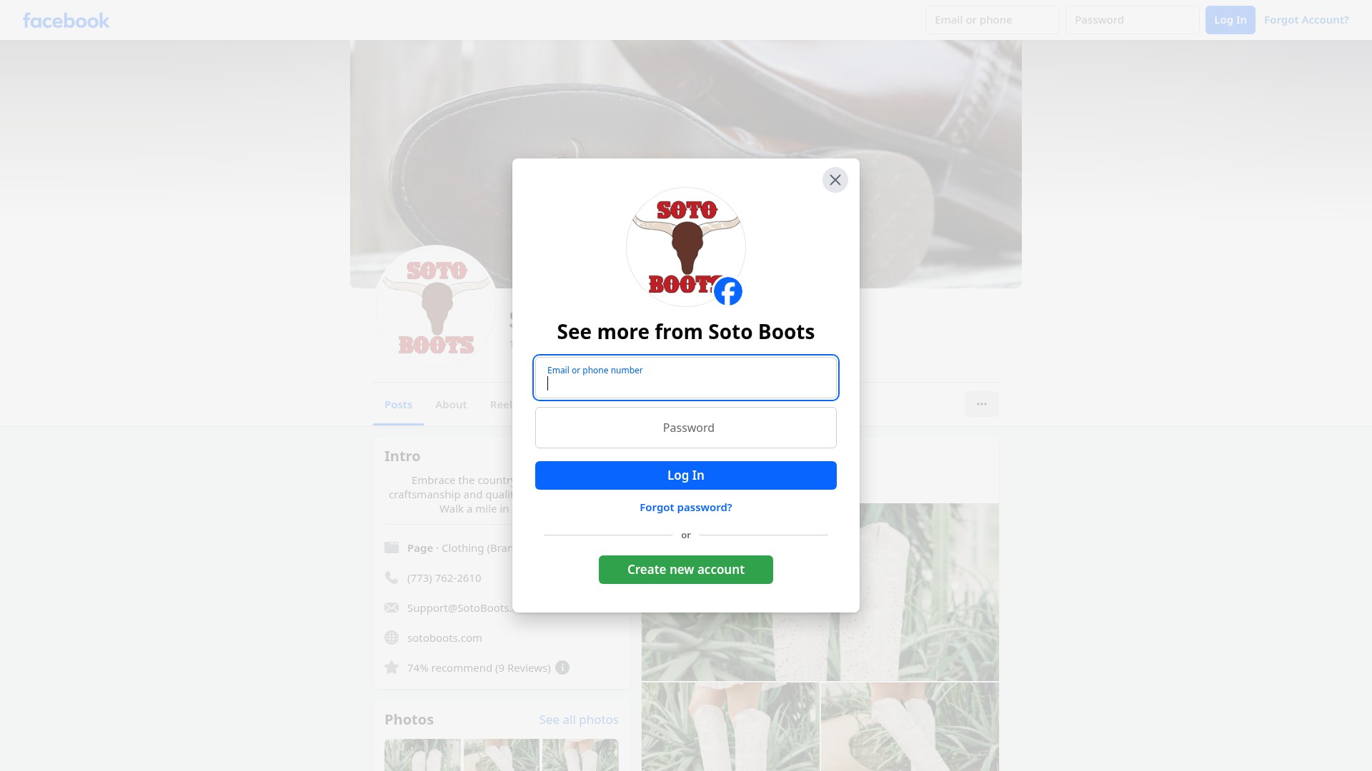 Screenshot of sotoboots.com