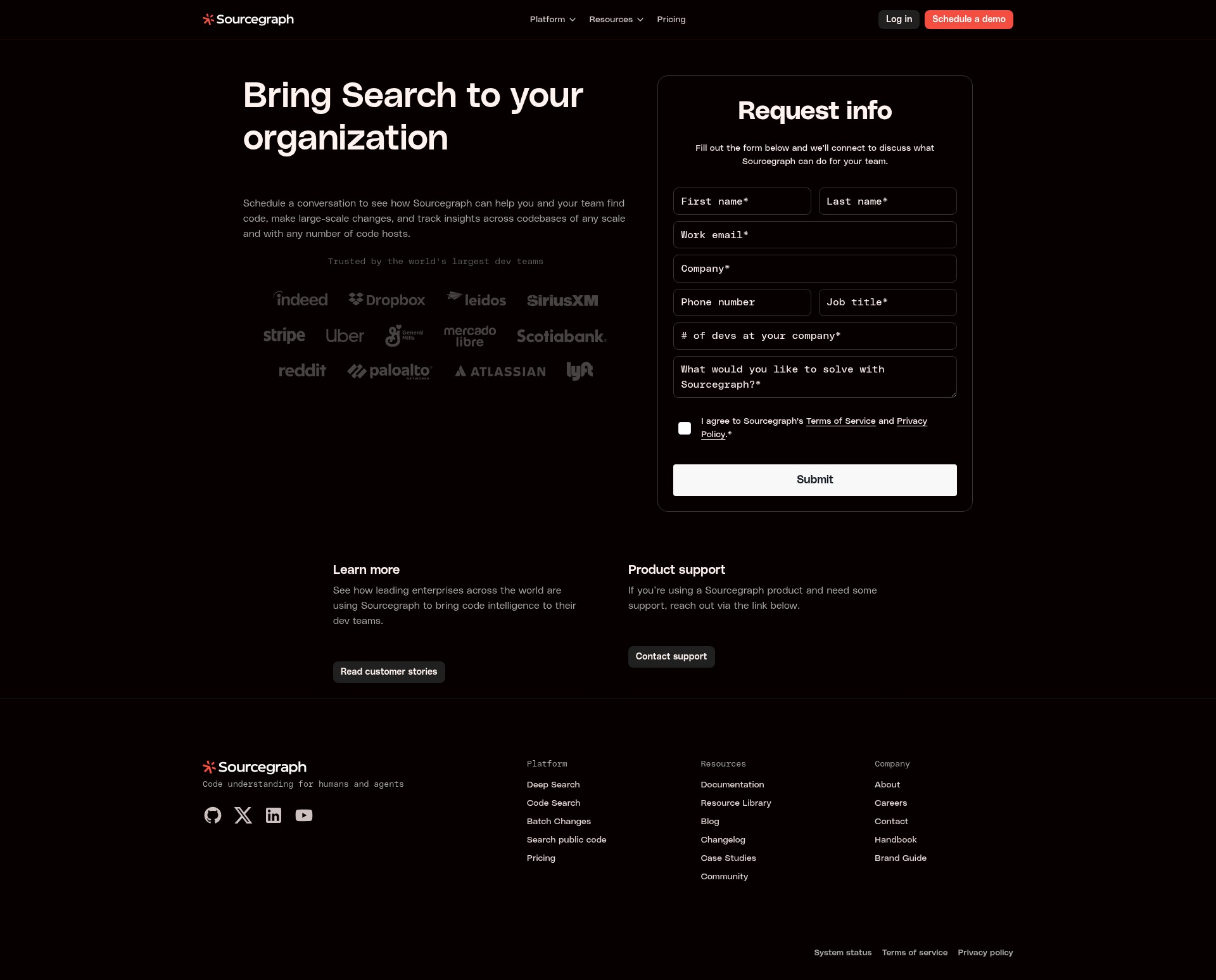 Screenshot of sourcegraph.com
