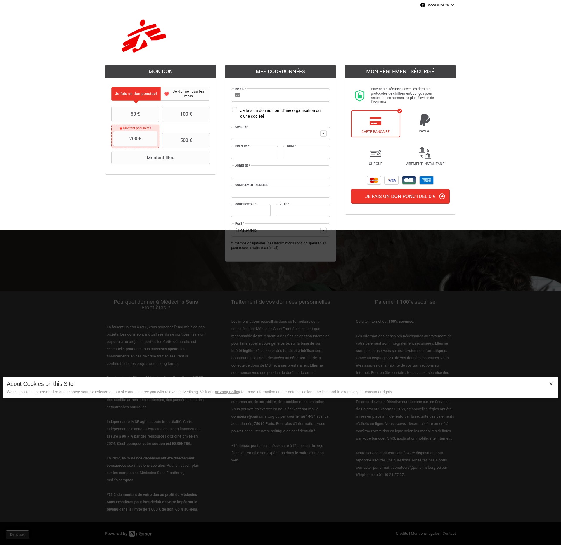 Screenshot of soutenir.msf.fr