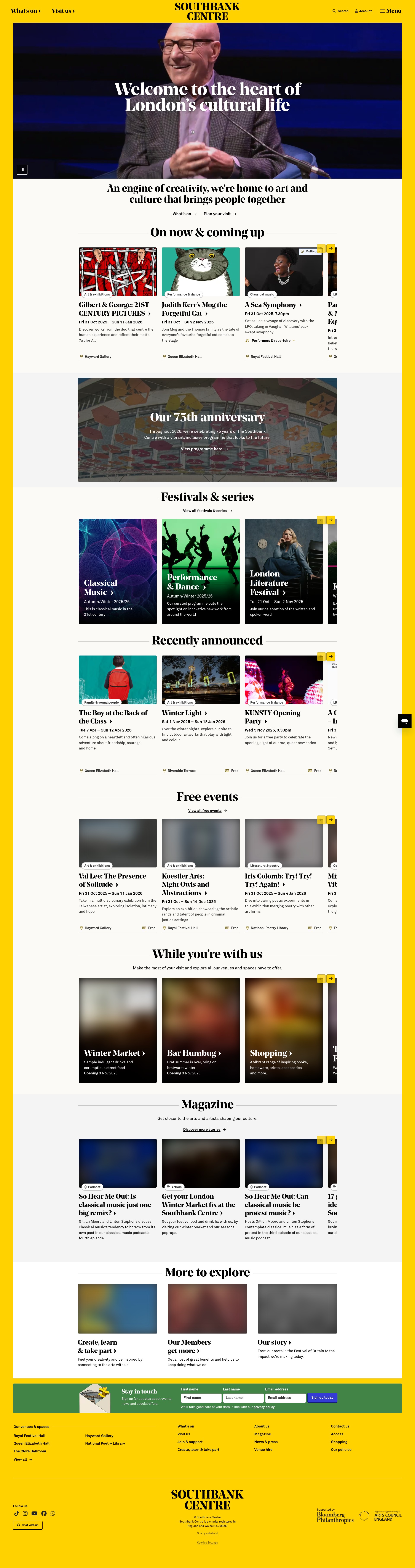 Screenshot of southbankcentre.co.uk