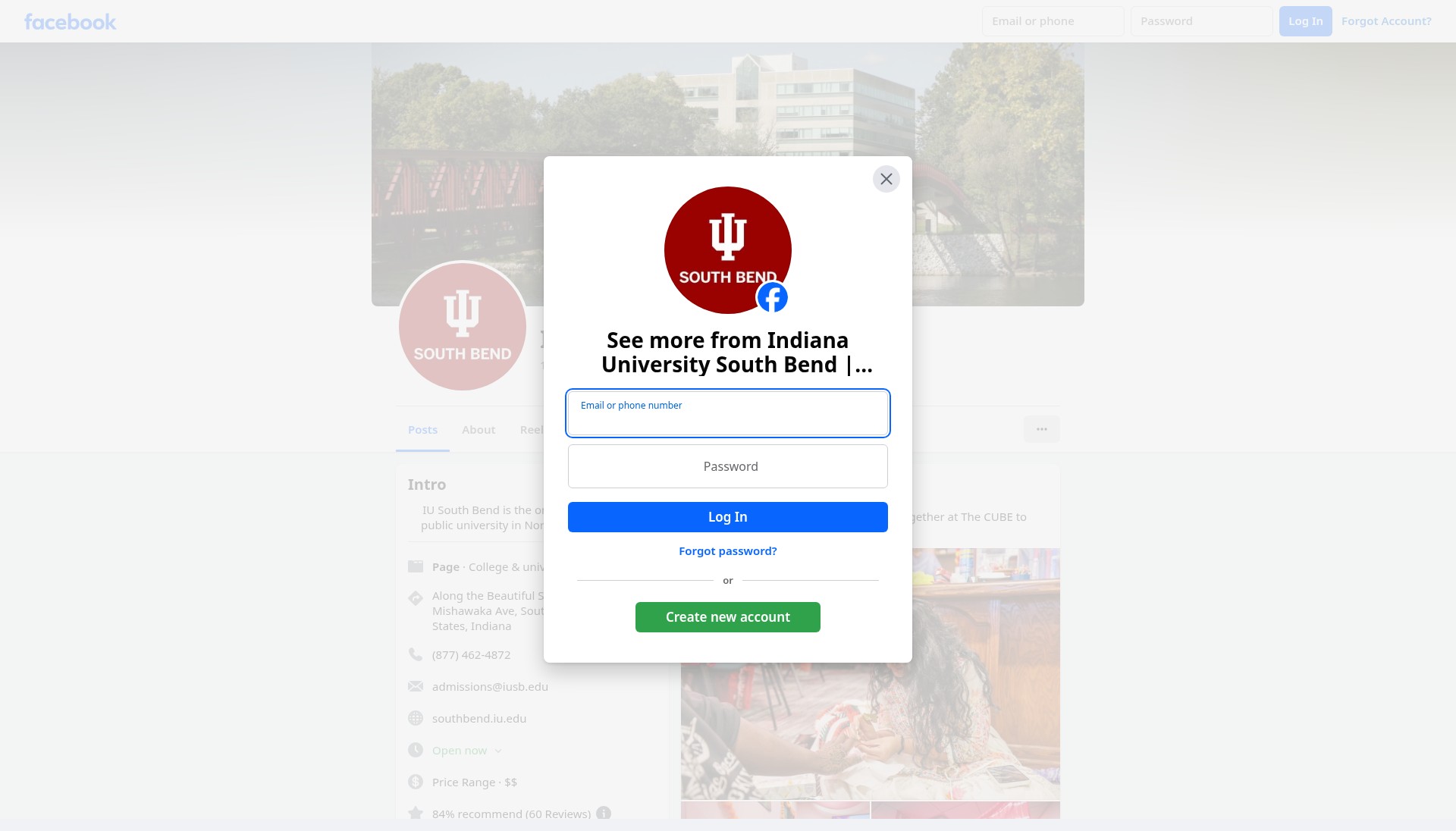 Screenshot of southbend.iu.edu