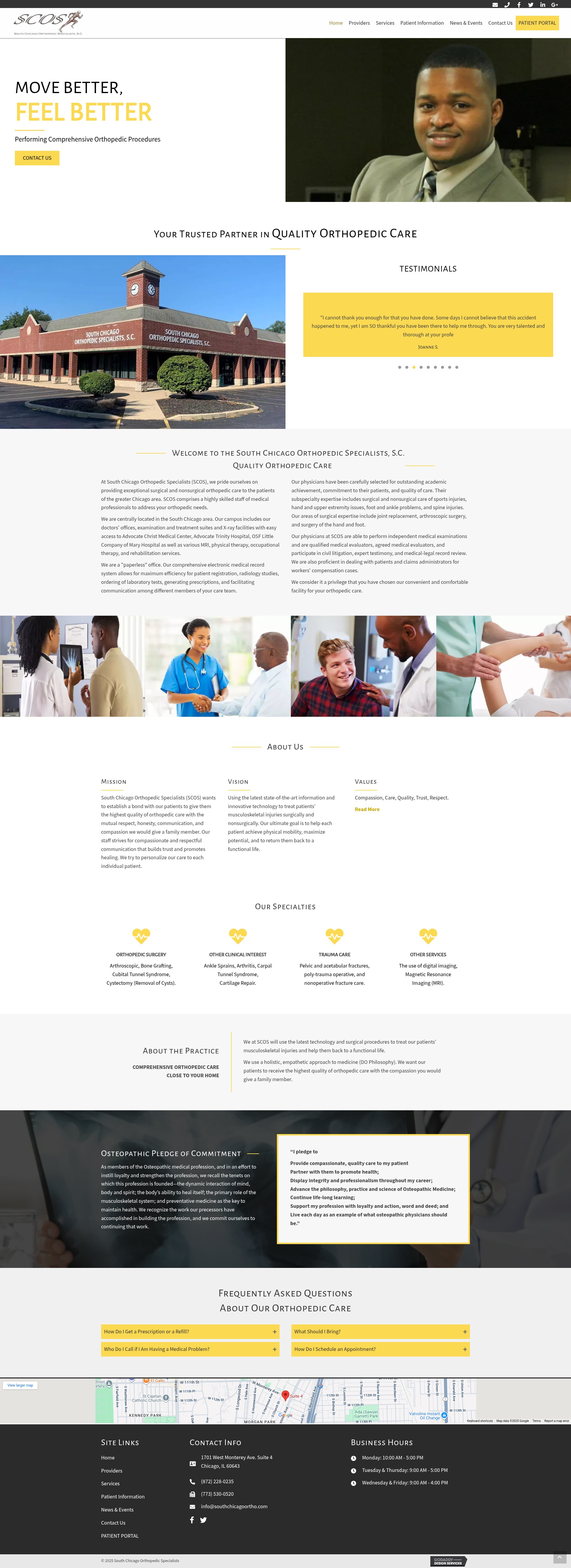Screenshot of southchicagoortho.com