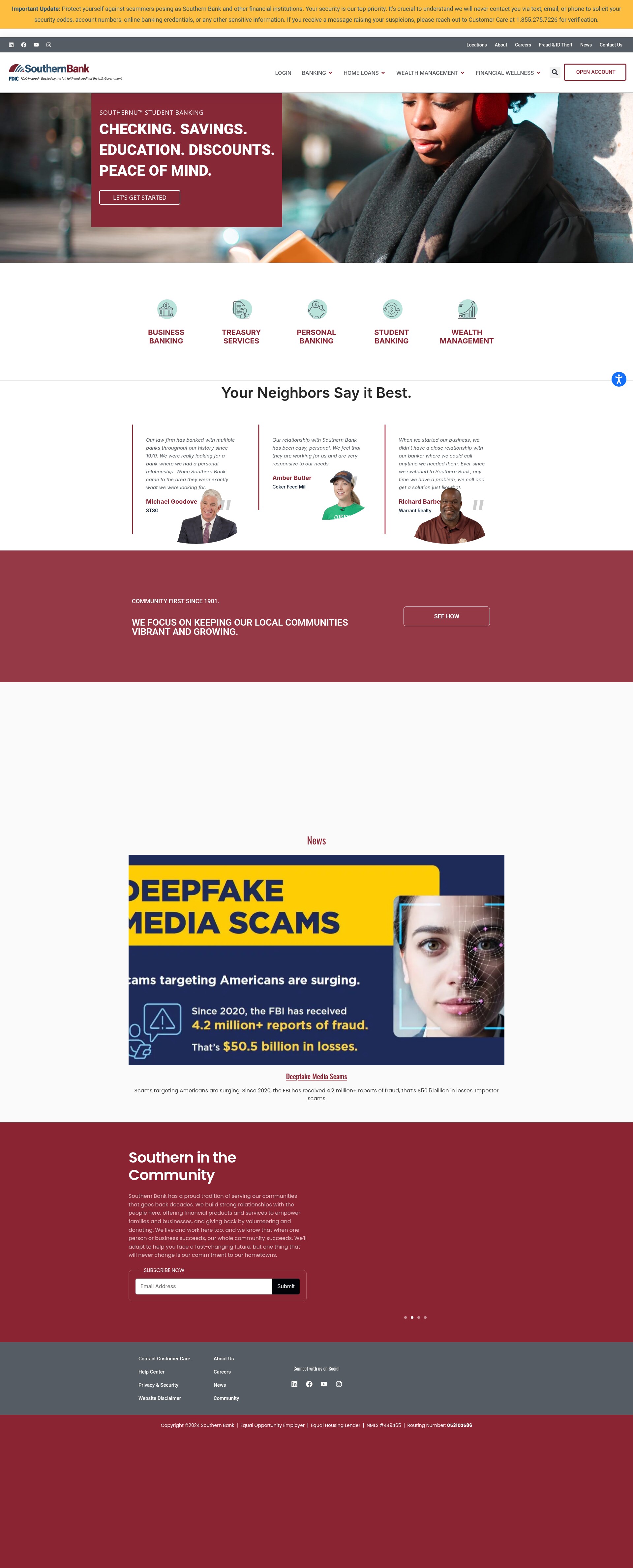 Screenshot of southernbank.com