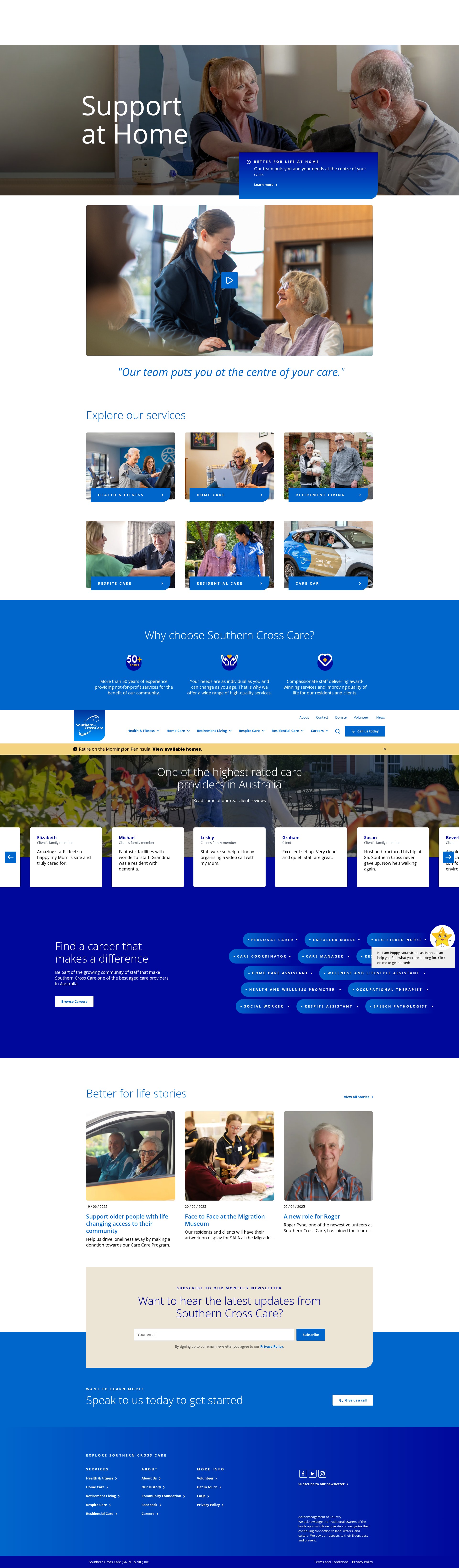 Screenshot of southerncrosscare.com.au