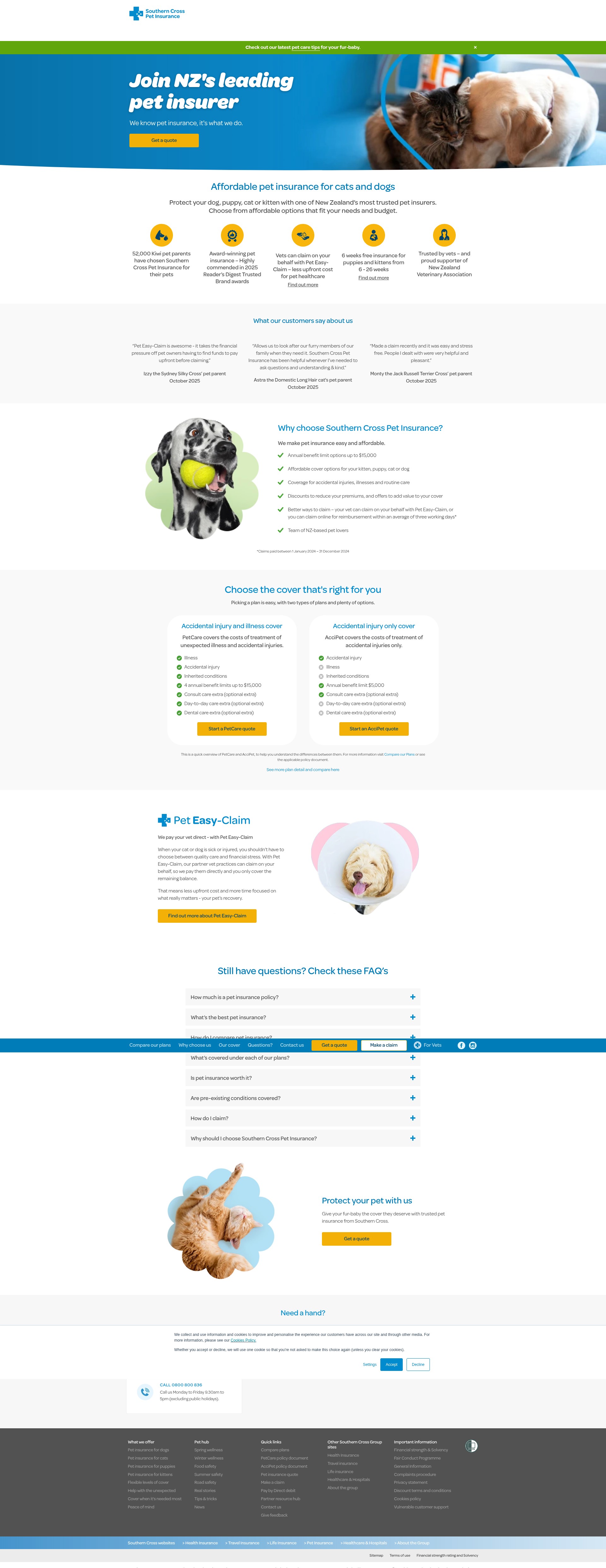 Screenshot of southerncrosspet.co.nz