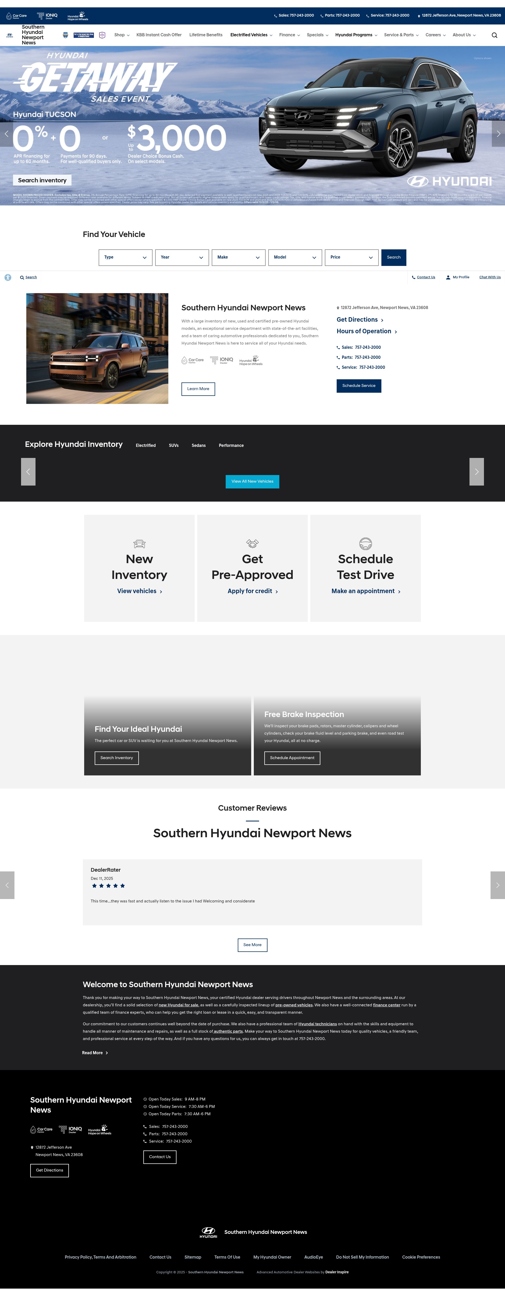 Screenshot of southernhyundainewportnews.com