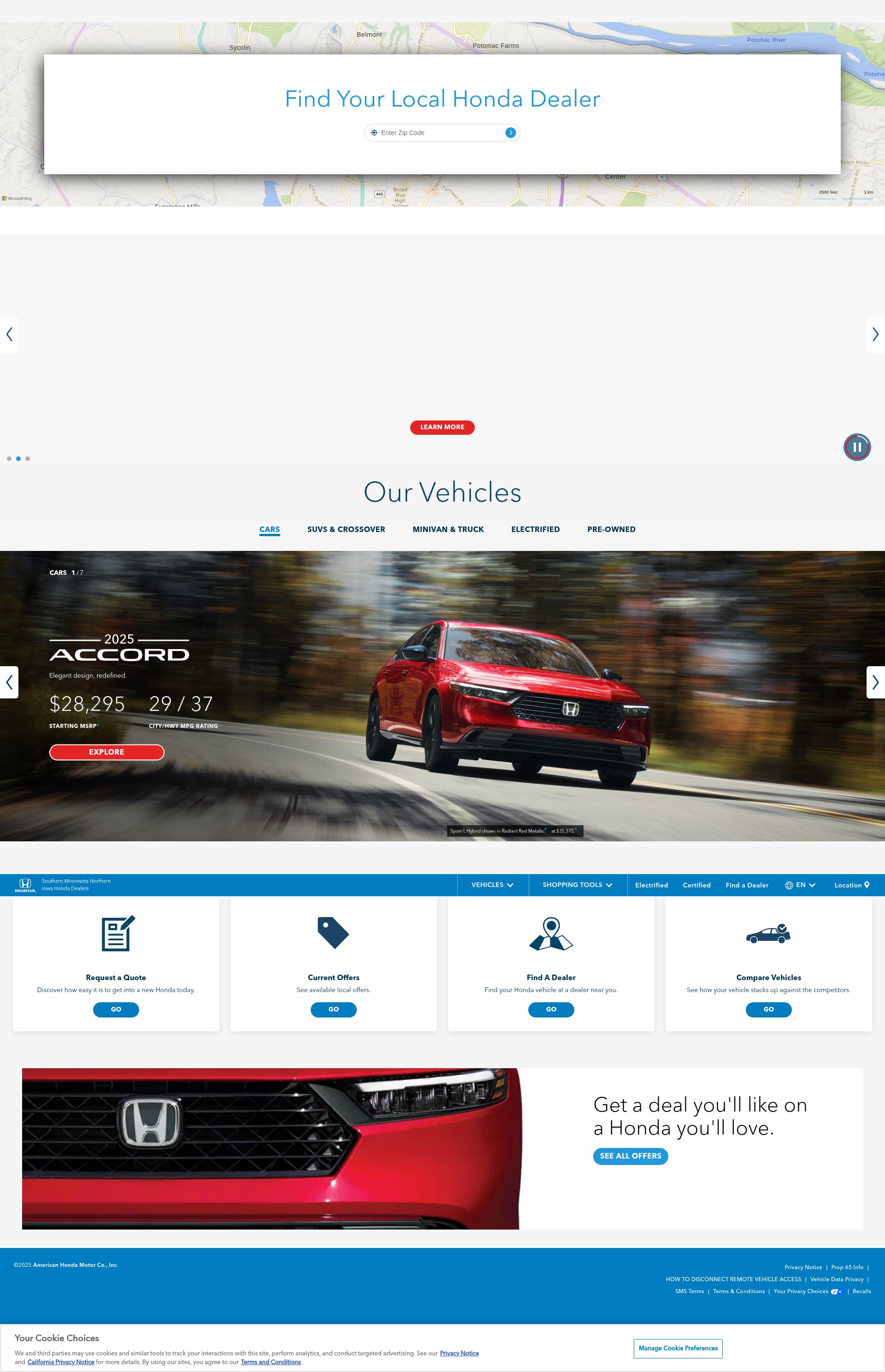 Screenshot of southernminnesotanortherniowa.hondadealers.com