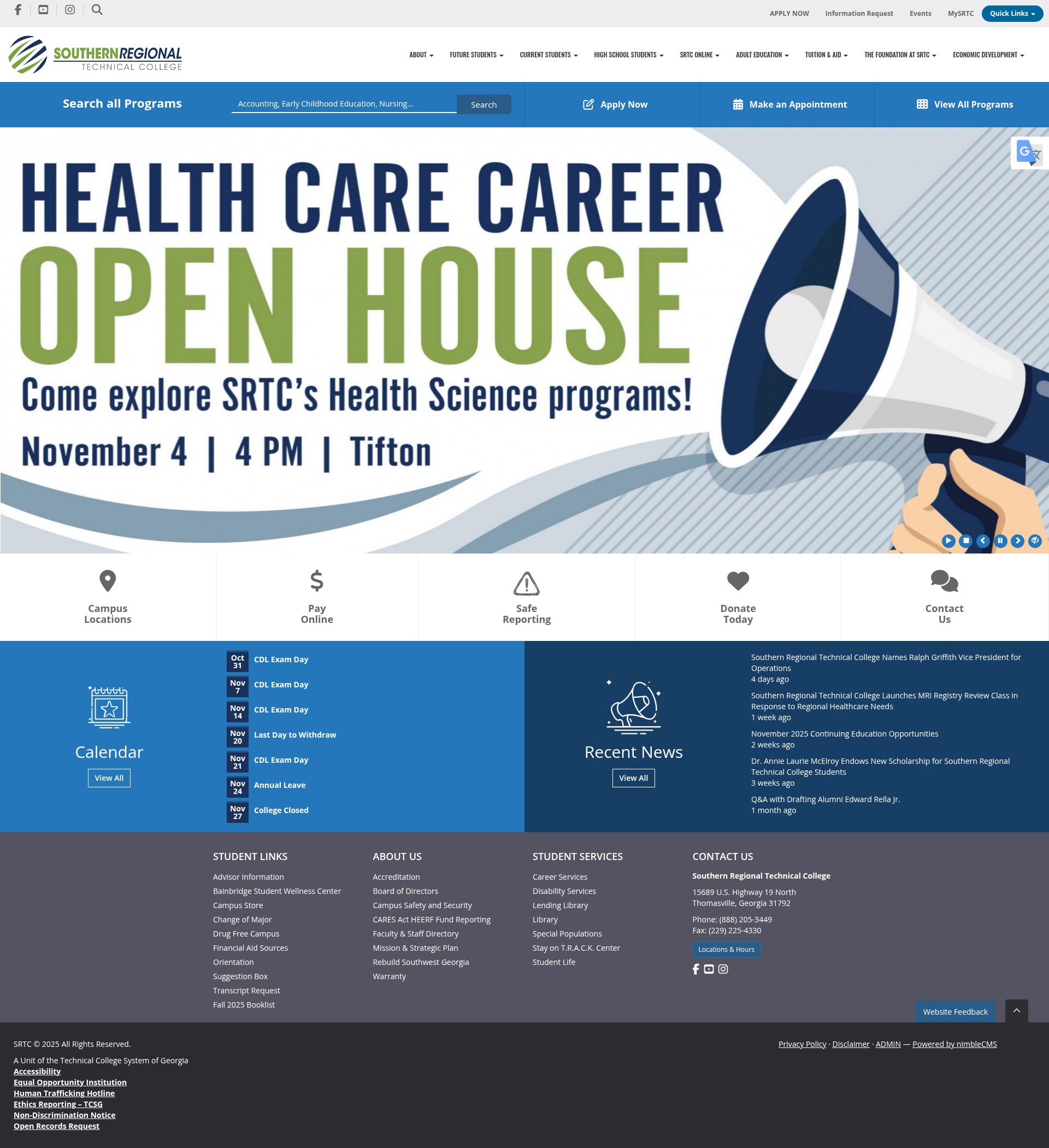 Screenshot of southernregional.edu