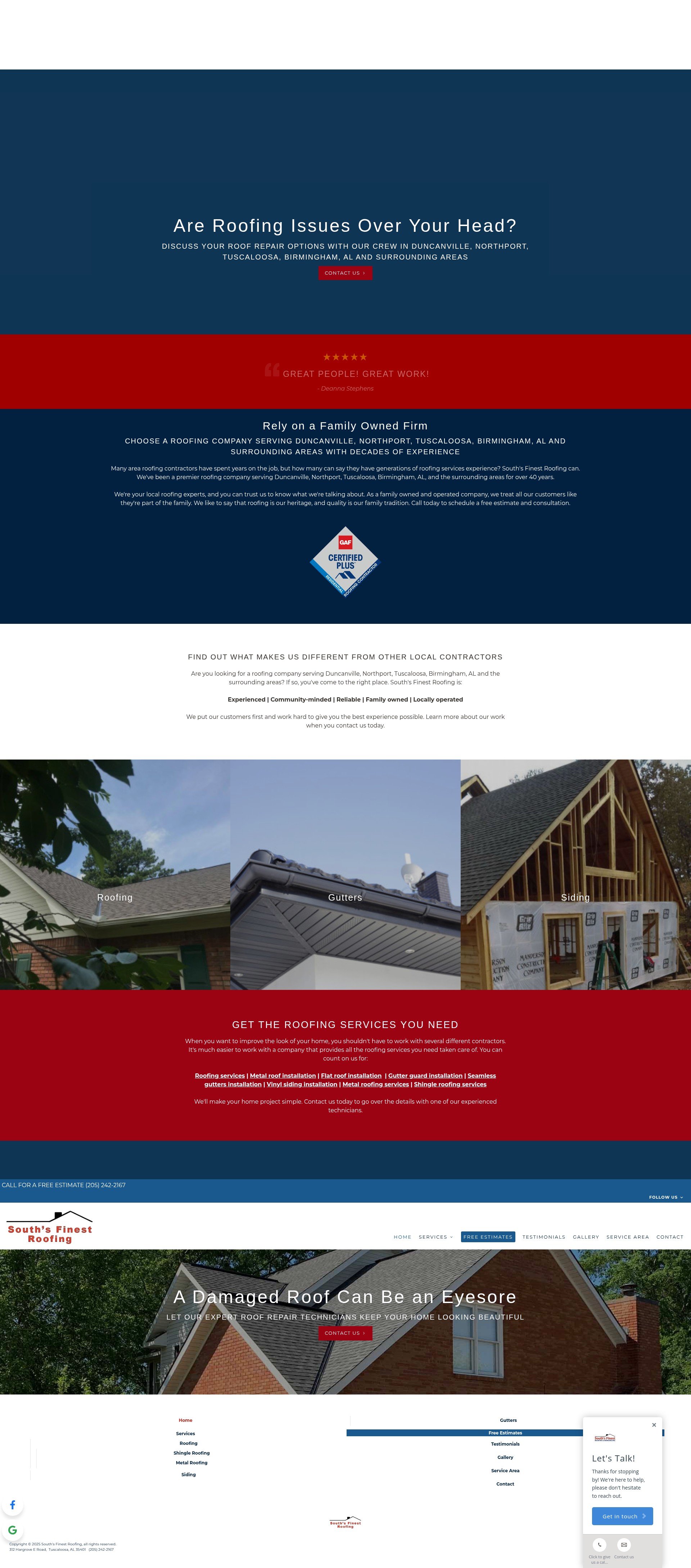 Screenshot of southsfinestroofingal.com