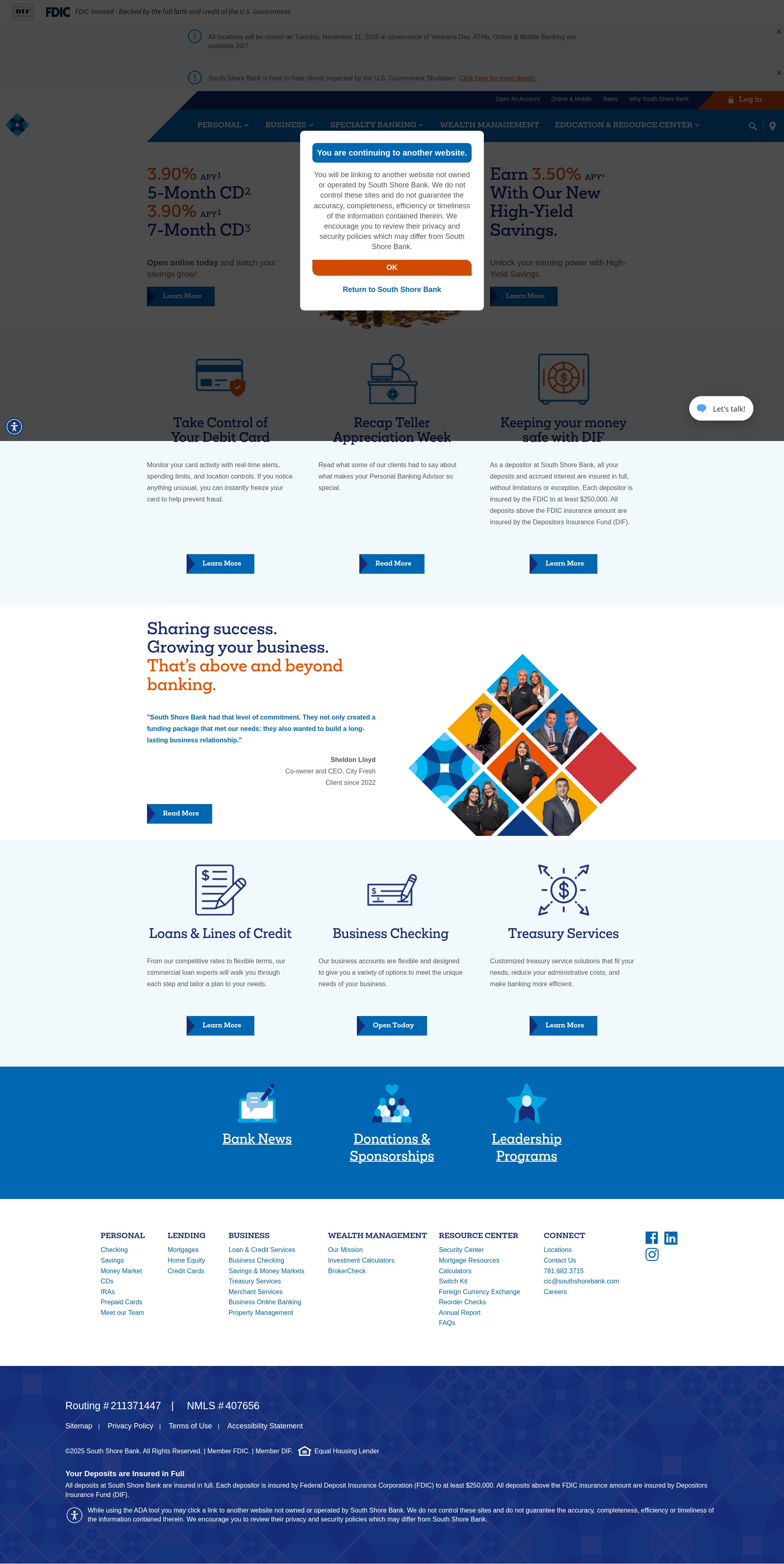 Screenshot of southshorebank.com