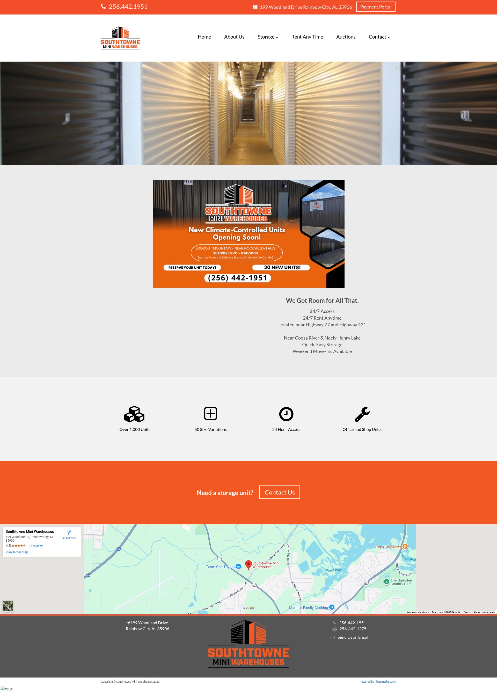 Screenshot of southtowneminiwarehouses.com