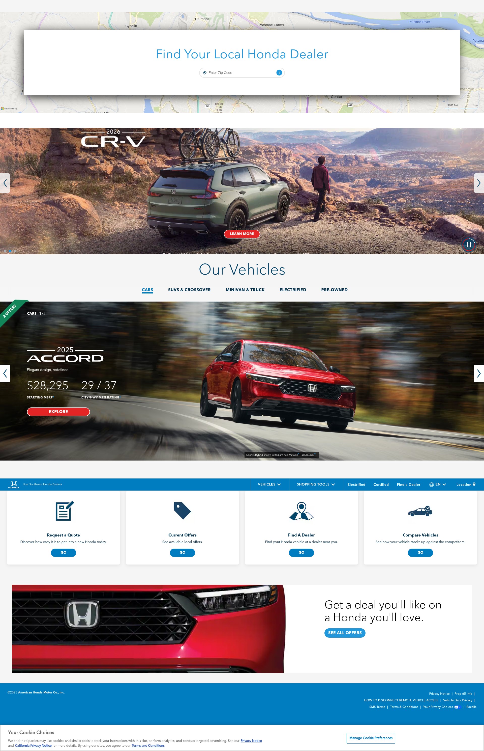Screenshot of southwest.hondadealers.com