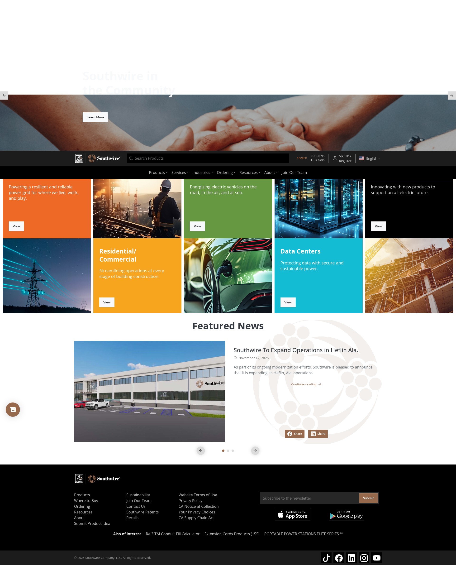 Screenshot of southwire.com