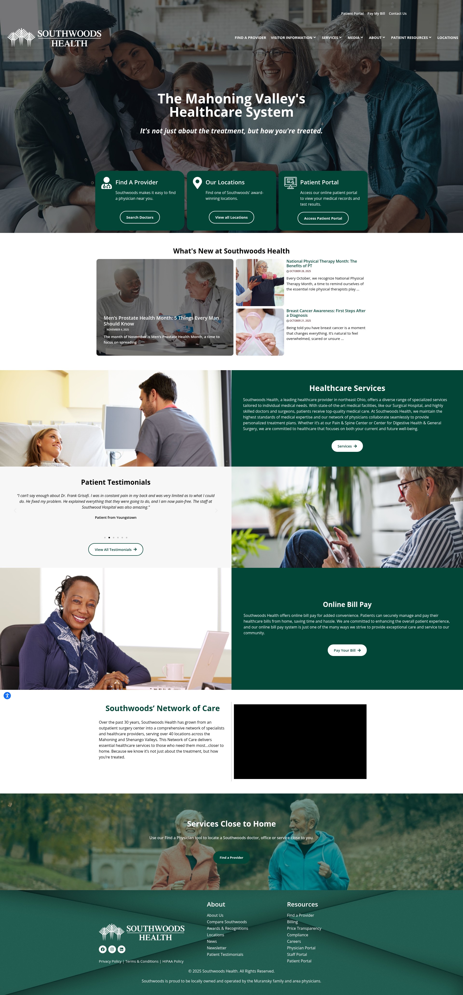 Screenshot of southwoodshealth.com