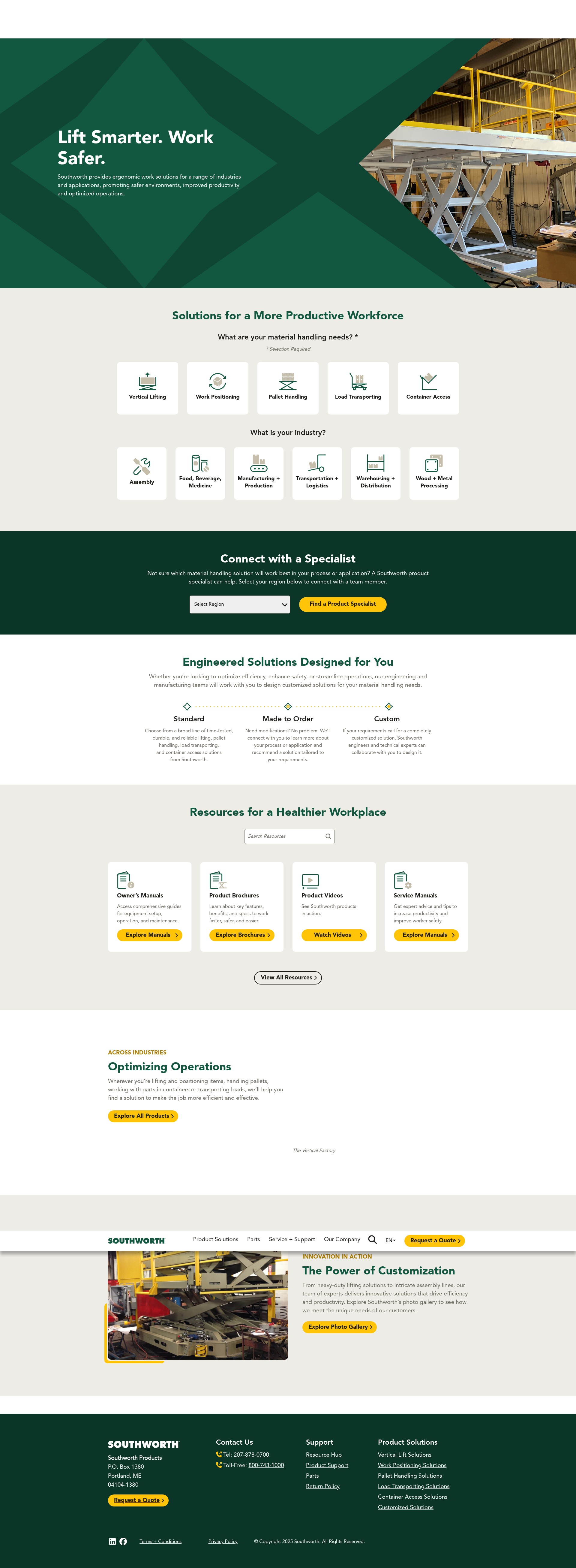 Screenshot of southworthproducts.com