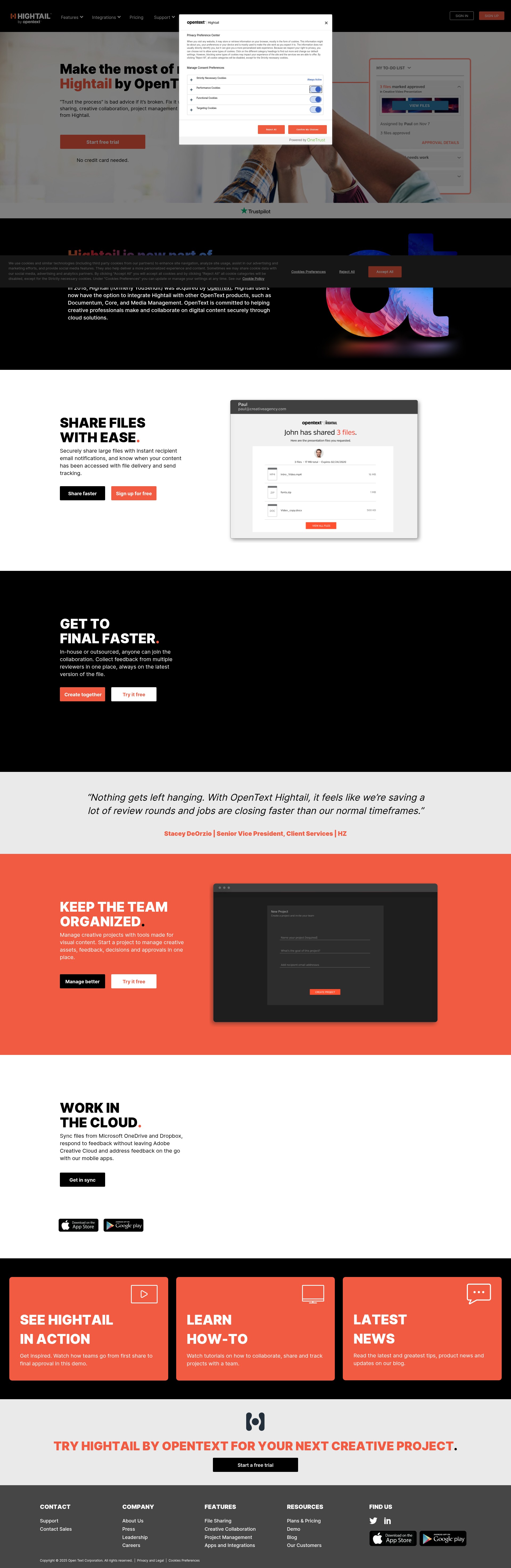 Screenshot of spaces.hightail.com