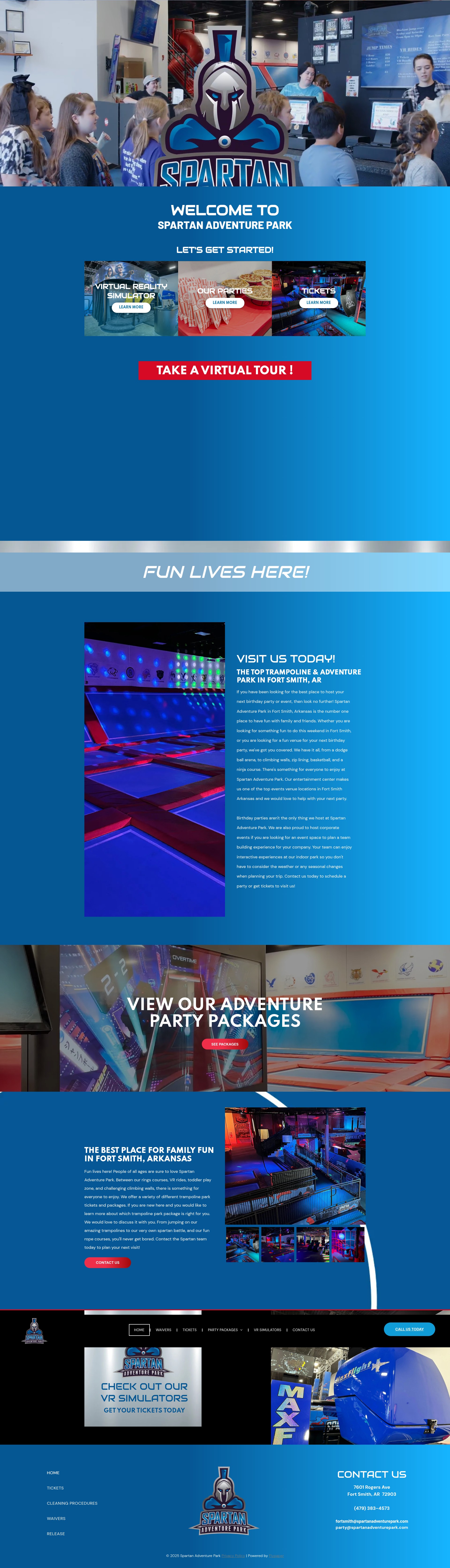 Screenshot of spartanadventureparkfortsmith.com