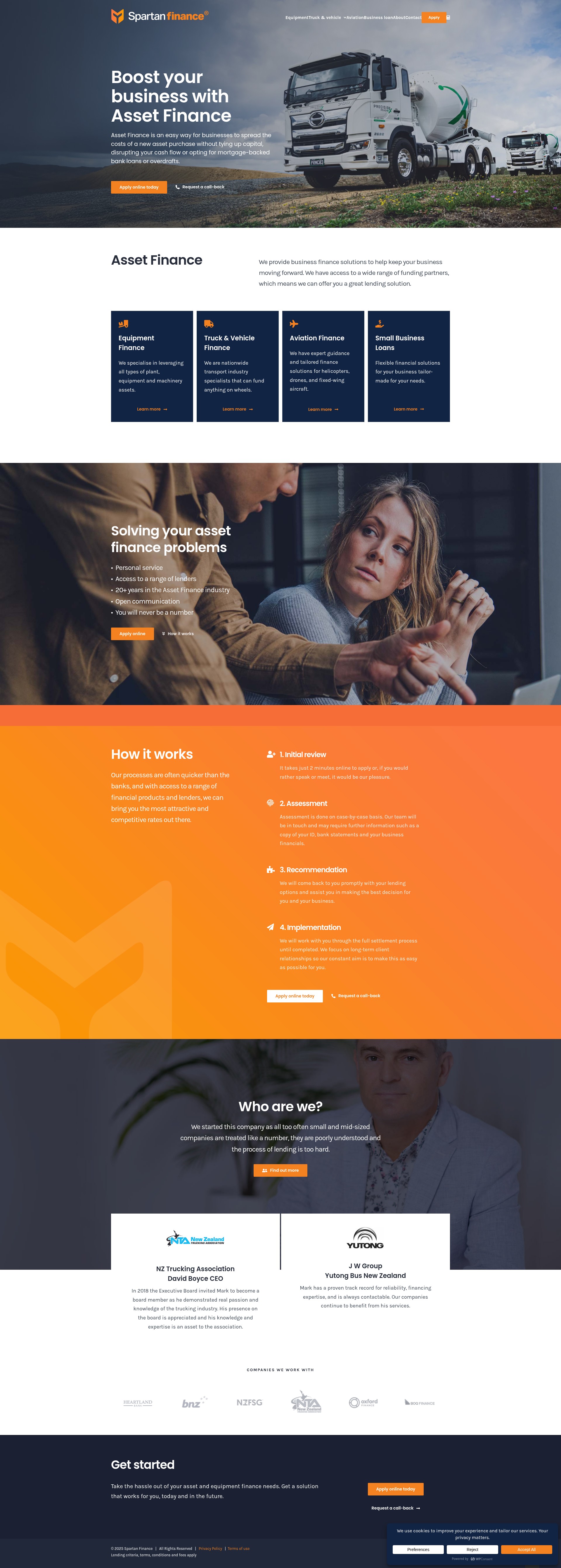 Screenshot of spartanfinance.co.nz