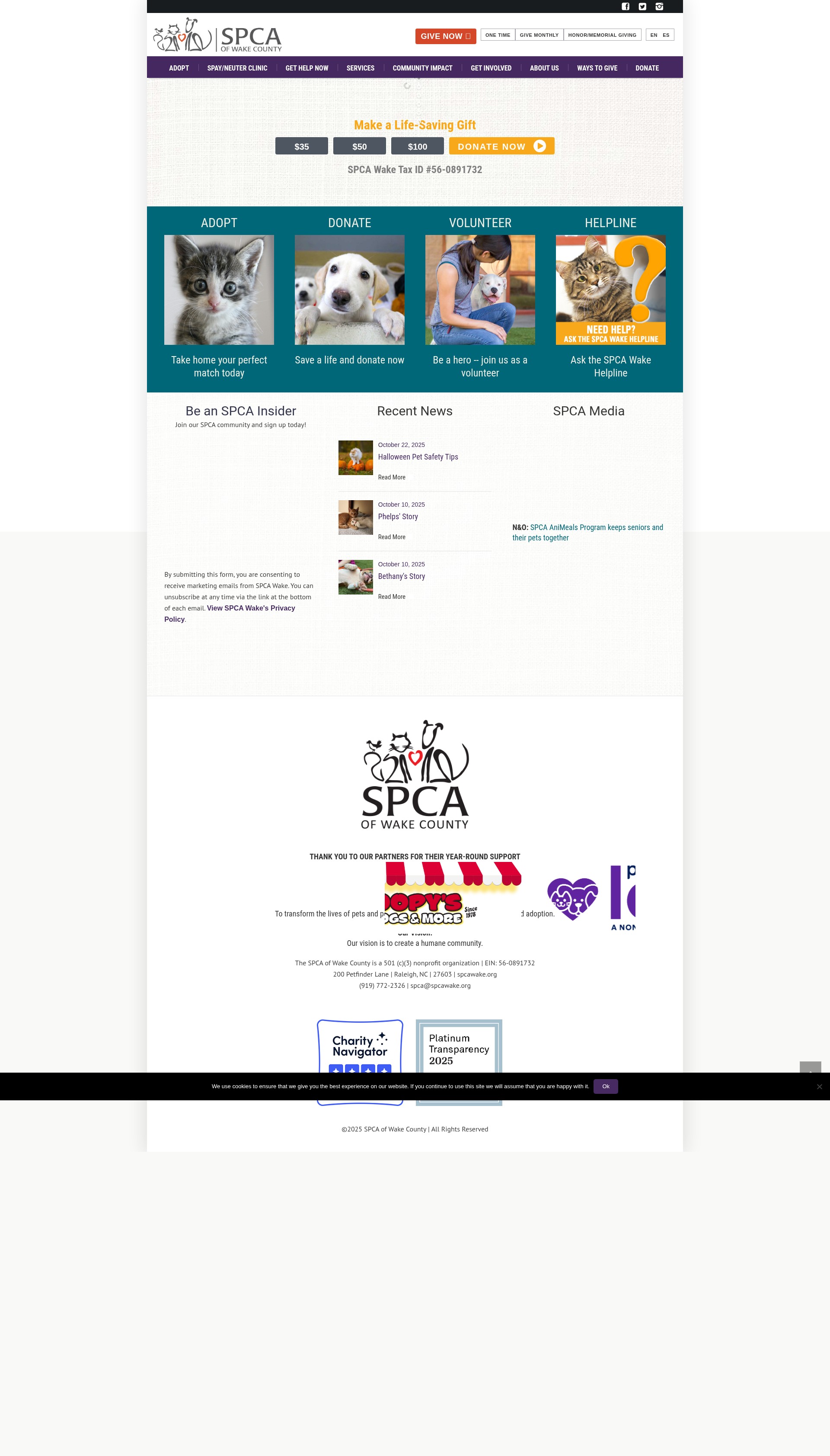 Screenshot of spcawake.org