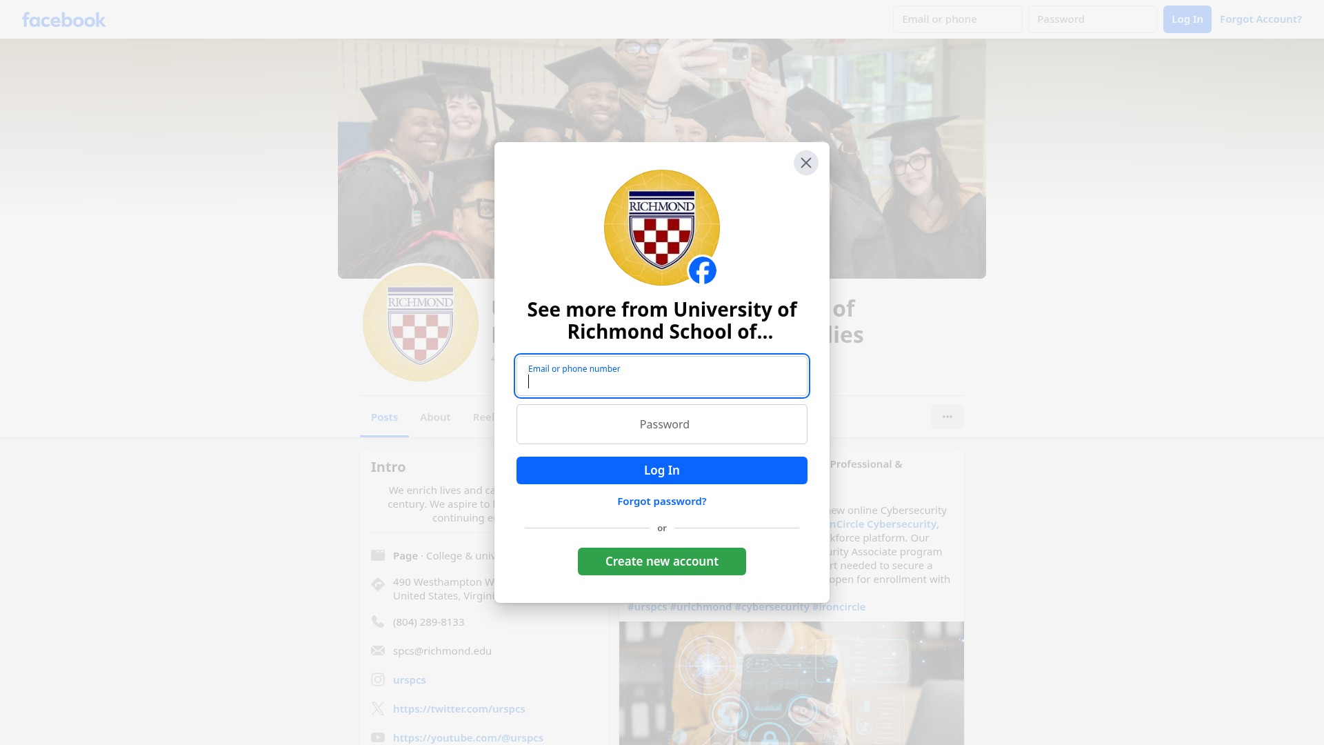 Screenshot of spcs.richmond.edu