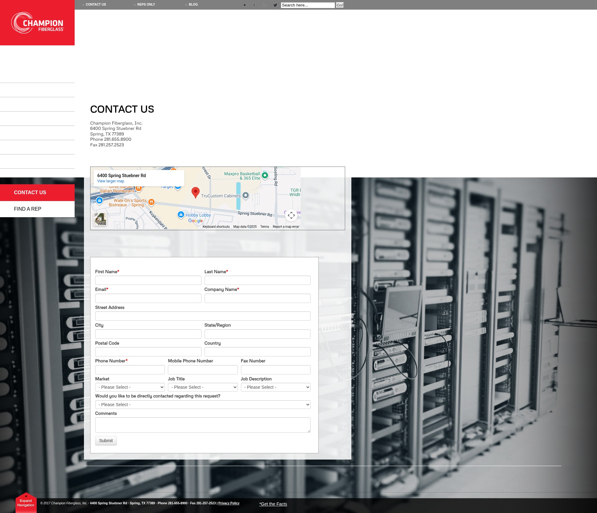 Screenshot of spec.championfiberglass.com