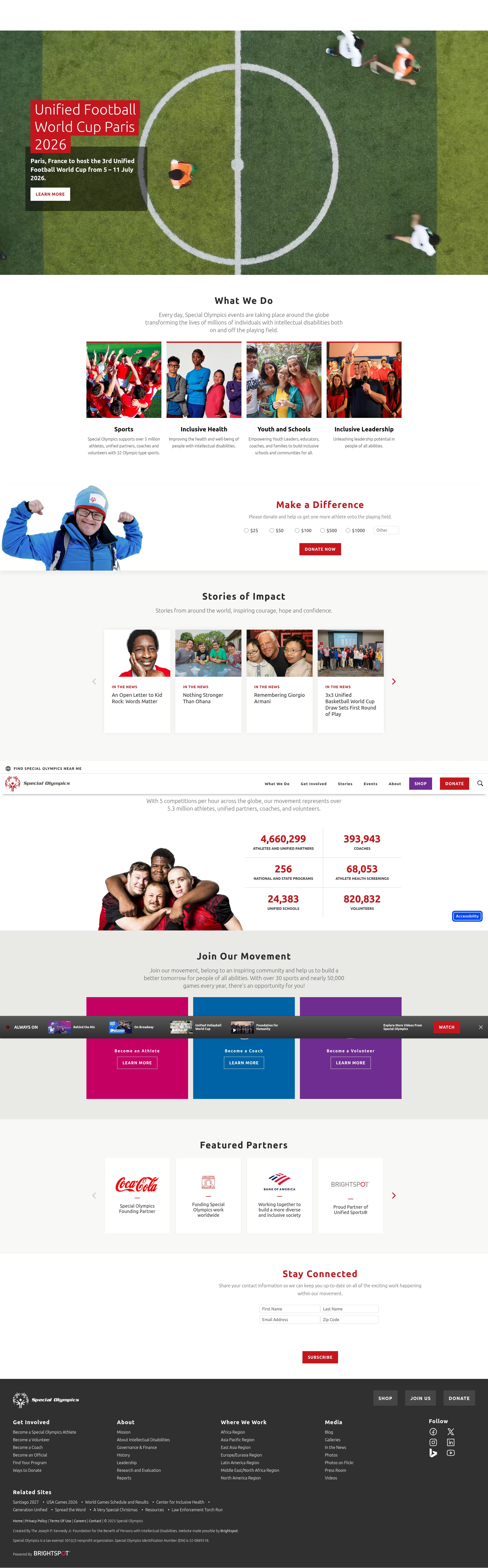 Screenshot of specialolympics.org