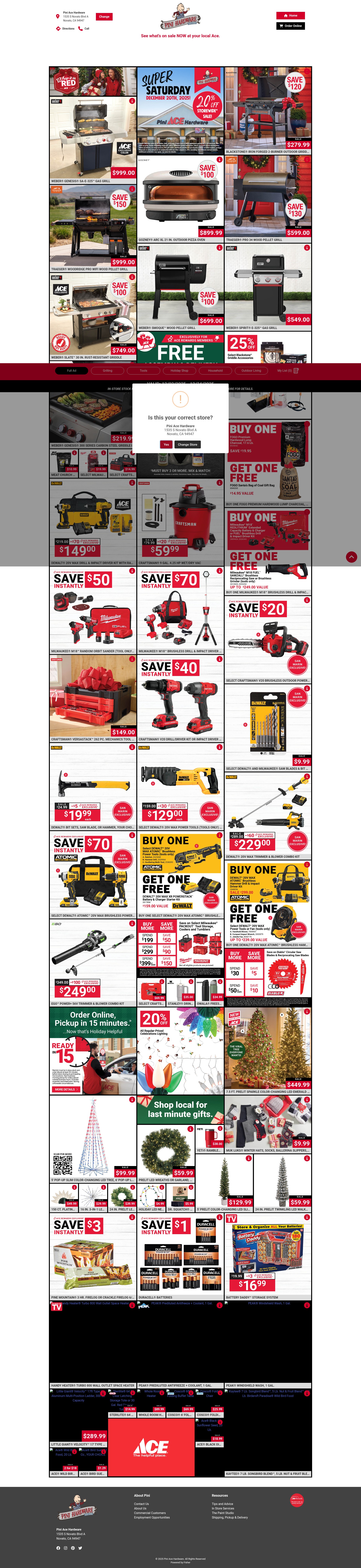 Screenshot of specials.pinihardware.com