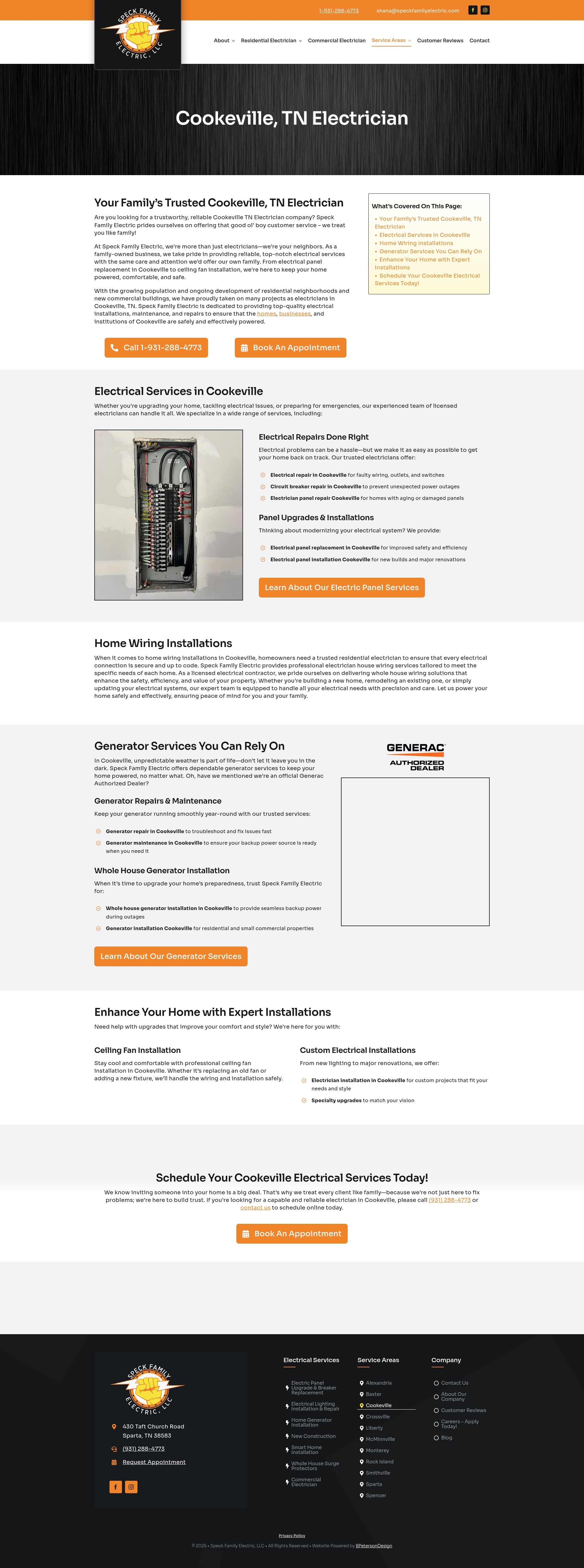Screenshot of speckfamilyelectric.com