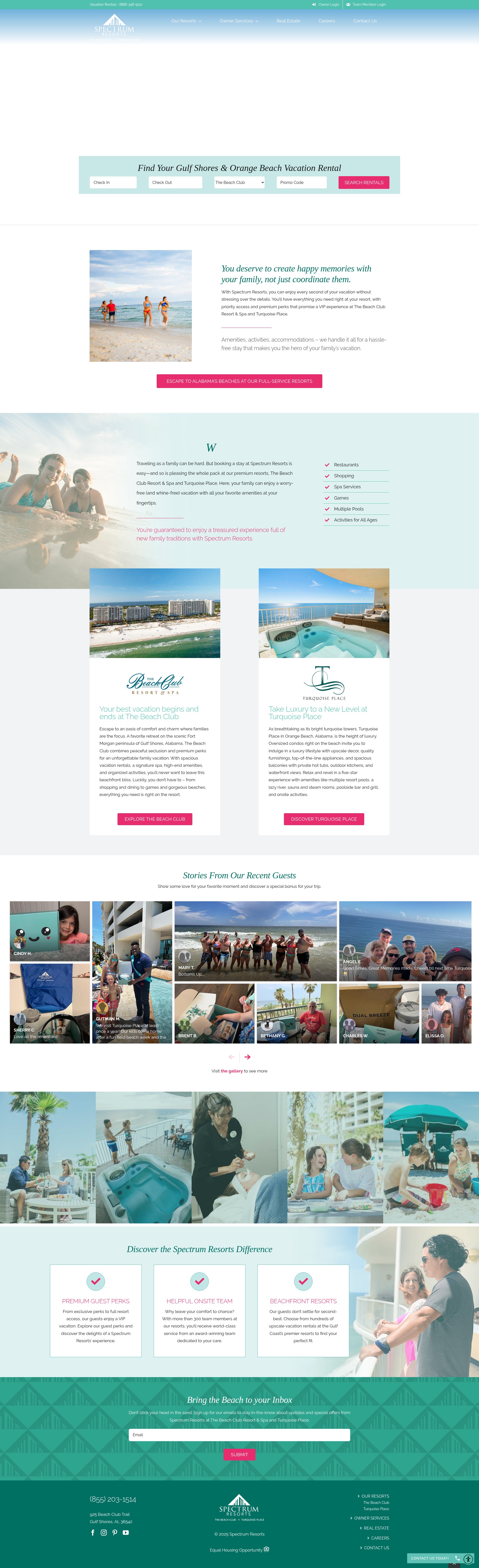 Screenshot of spectrumresorts.com